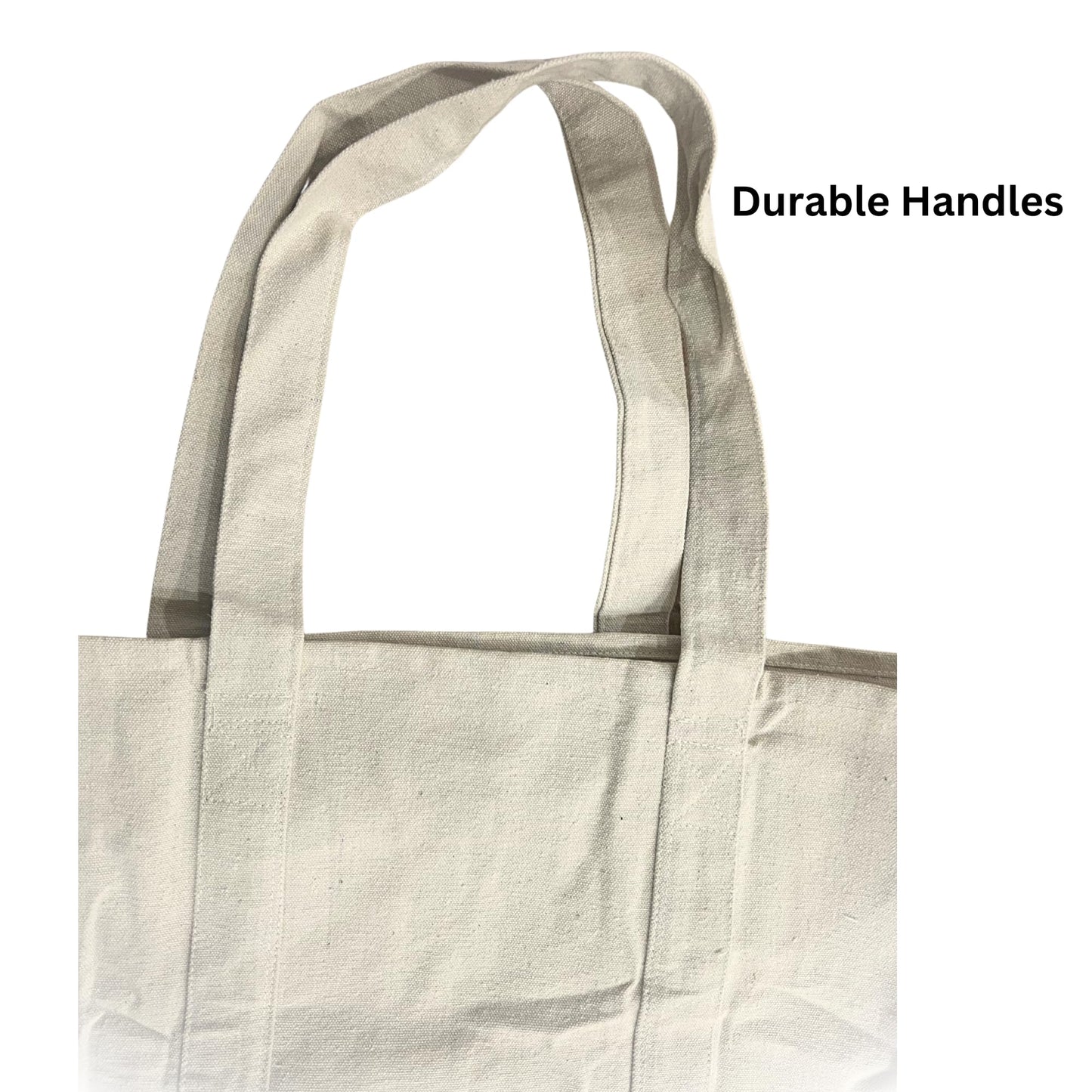 Reusable Grocery Bags 2 Pack Durable Cotton Canvas Heavy Duty Tote Bag with Reinforced Bottom Multi Purpose Tote