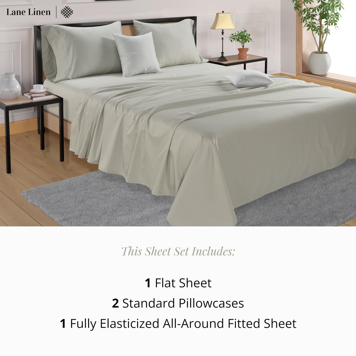 Queen Sheets Set, 4 Pc Queen Bed Sheets, 600 Thread Count 100% Long Staple Combed Cotton, Luxury Cotton Sheets for Queen Size Bed, Sheet & Pillowcase Sets, Deep Pocket Queen Sheets - Mineral