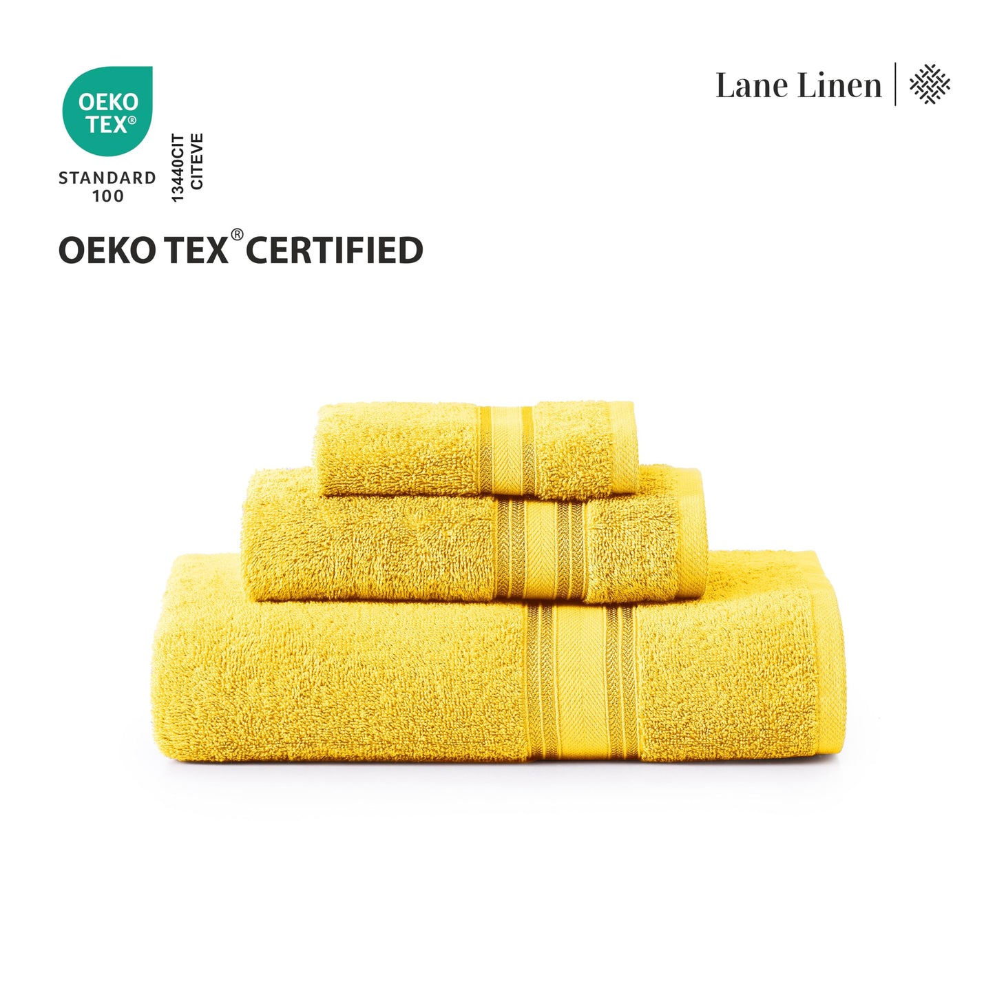 LANE LINEN Luxury Bath Towels Set - 6 Piece 100% CottonBathroom Zero Twist Shower Extra Absorbent Towel Super Soft 2 Hand Wash Cloths White