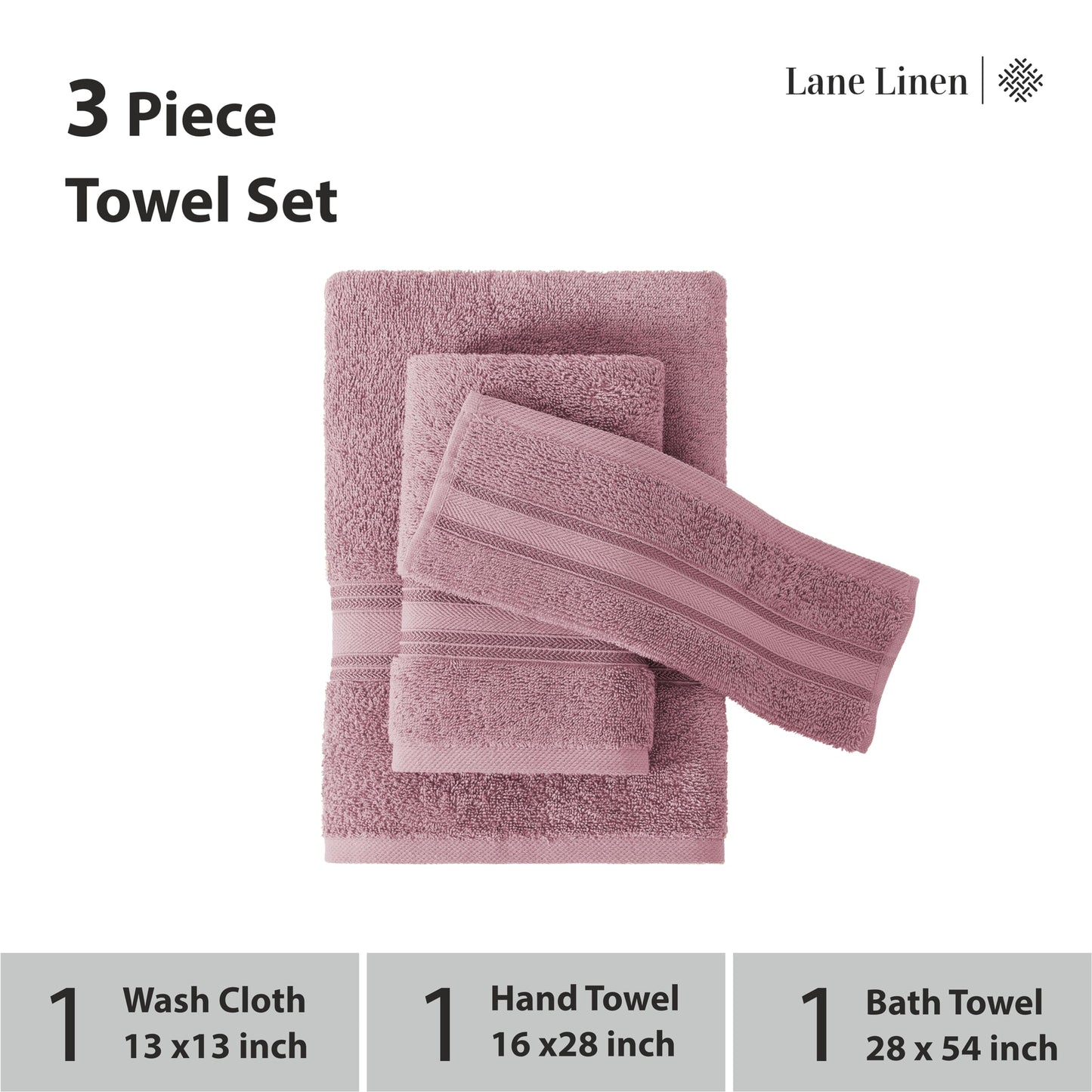 LANE LINEN Luxury Bath Towels Set - 6 Piece 100% CottonBathroom Zero Twist Shower Extra Absorbent Towel Super Soft 2 Hand Wash Cloths White