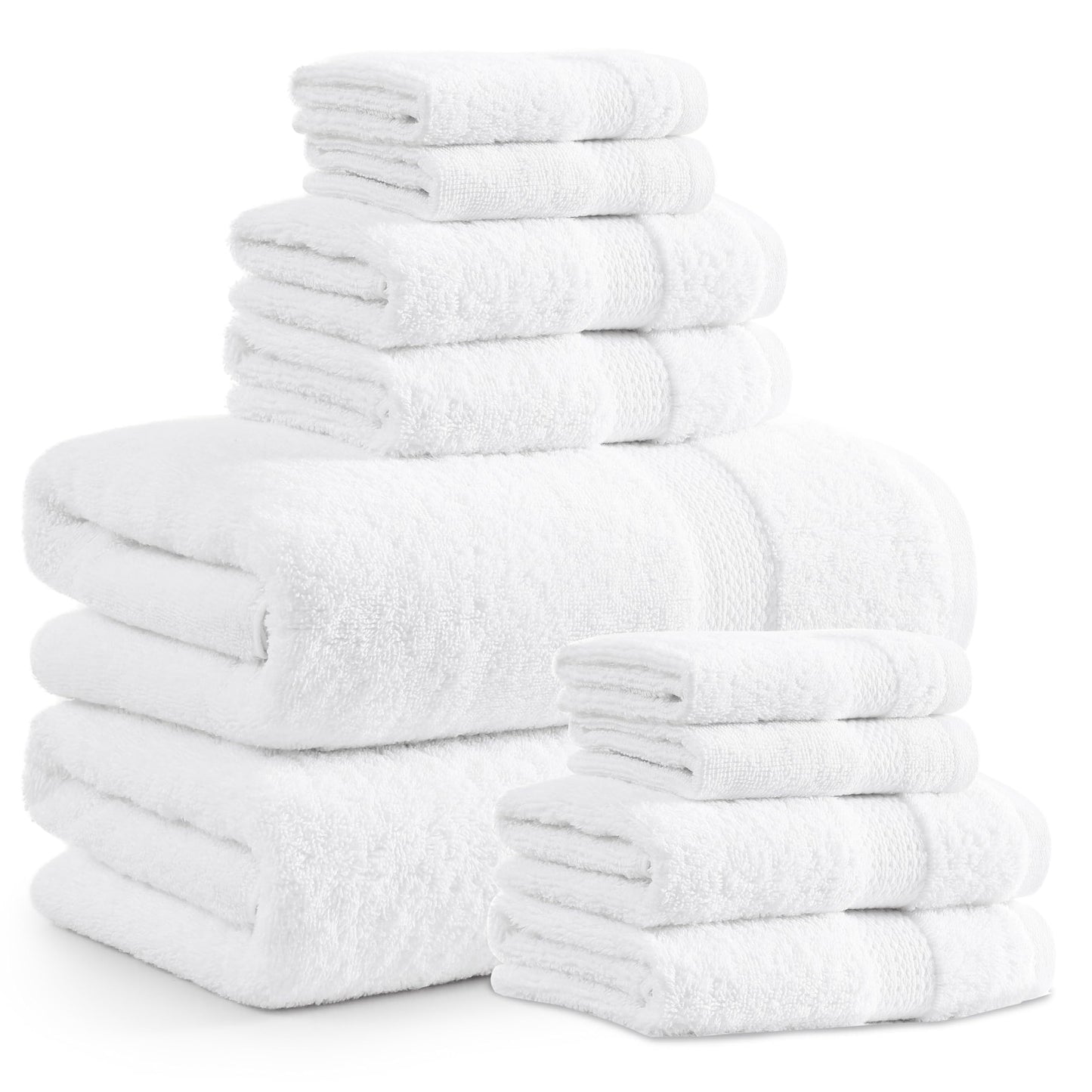 LANE LINEN 100% Cotton Bath Towels for Bathroom Set-Space Grey Bath Towel Set, 2 Luxury Bath Towels Extra Large, 4 Space Grey Hand Towels for Bathroom and 4 Washcloths Sets- 10 PC Bathroom Towels Set