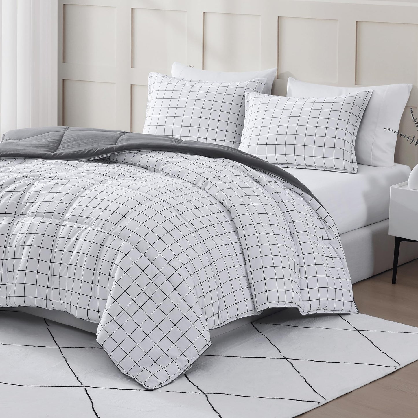 Comforter Set Queen Size - Goose Down Alternative – Washed Ultra-Soft - Premium All Season Warmth Bedding Set (Queen, French Blue)