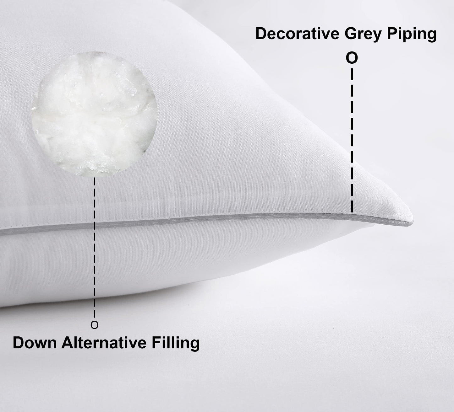 Casa Platino Pillows for Sleeping 2 Pack Standard Size Pillows for Side Back and Stomach Sleeper Neck Pain Fluffy Down Alternative Hotel Quality Pillows 20"x26"
