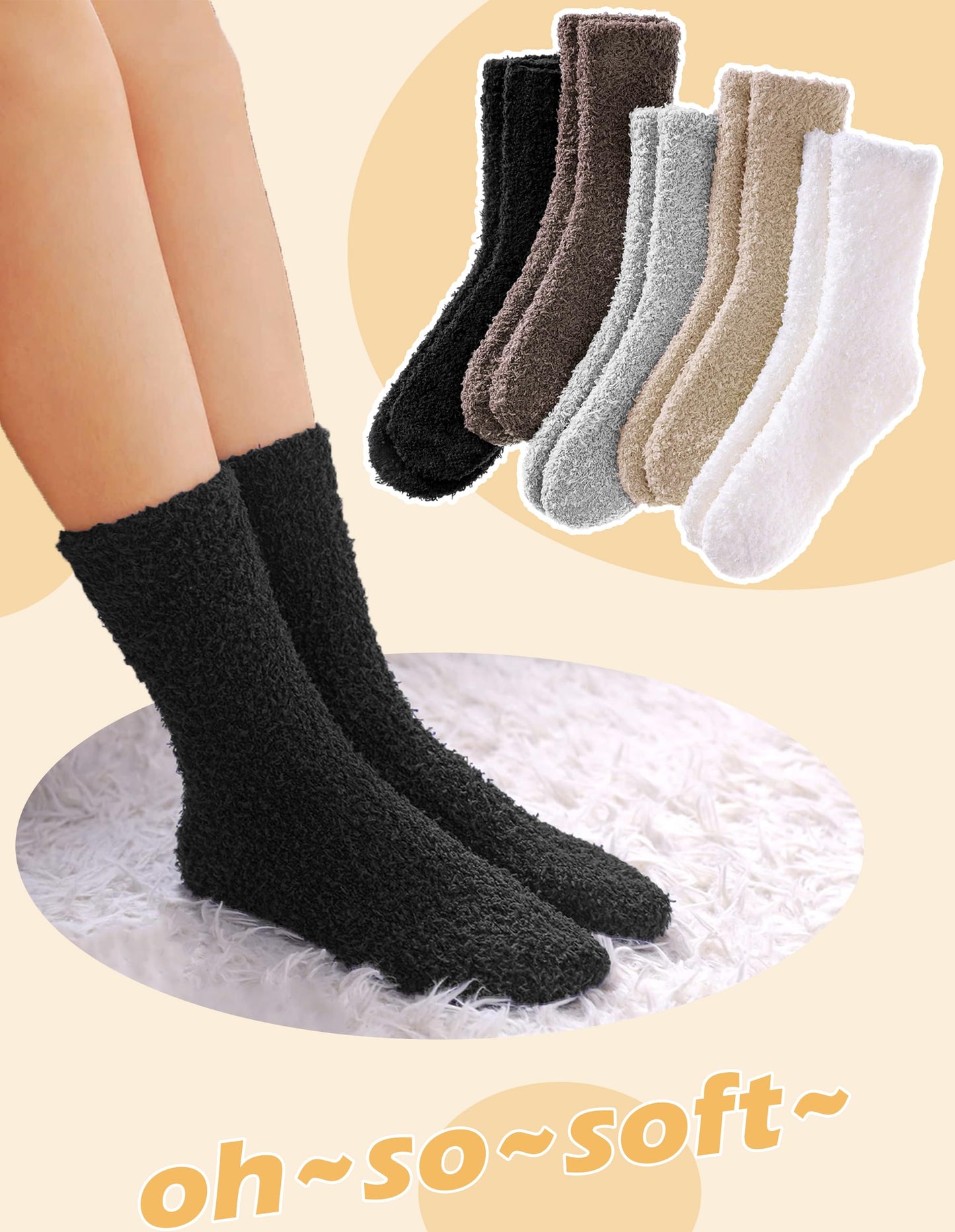 VoJoPi Fuzzy Socks for Women, Size 5-10, 5 Pairs Warm Fluffy Winter Bed Socks Cozy Sleeping Socks, Gifts Christmas Socks