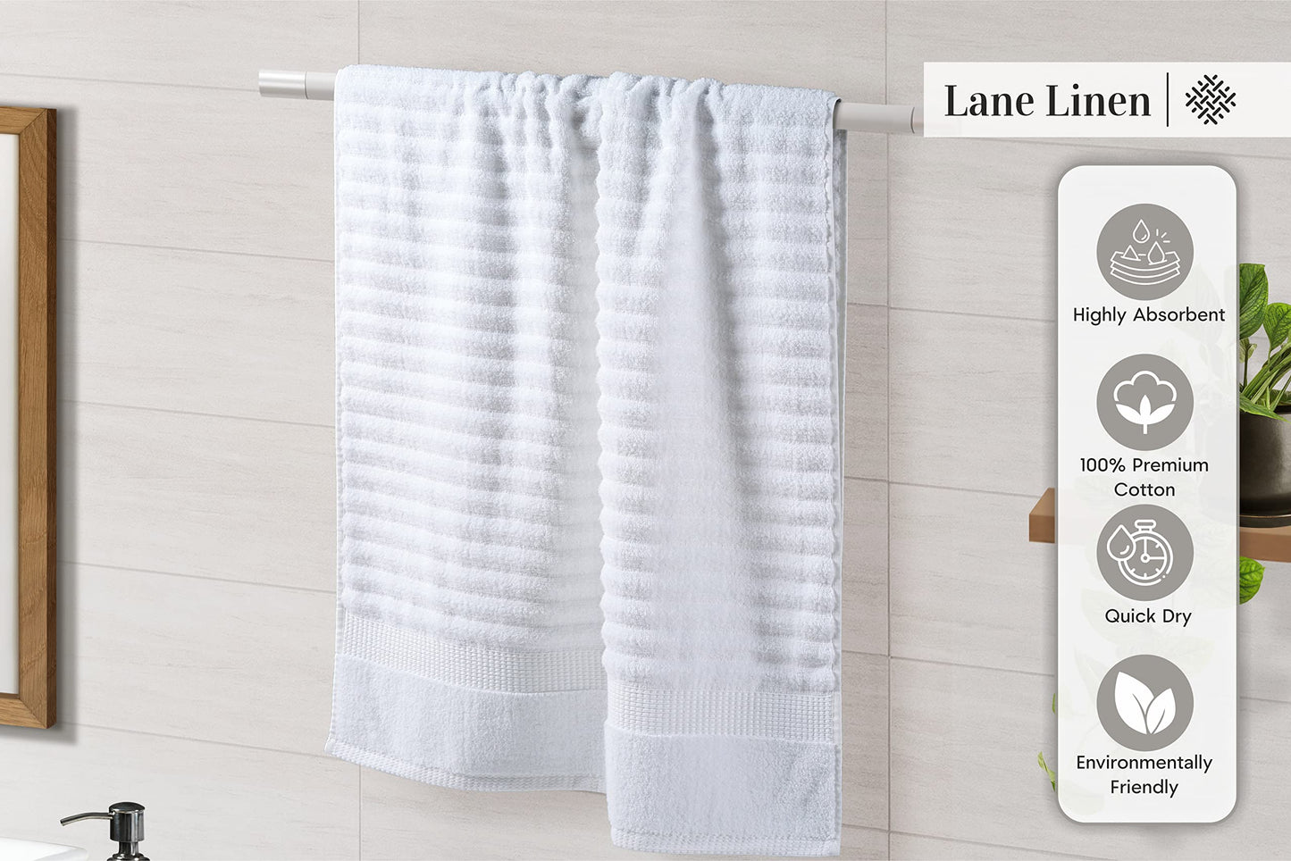 LANE LINEN Large Bath Towels - 100% Cotton Bath Sheets, Extra Large Bath Towels, Zero Twist, 4 Piece Bath Sheet Set, Quick Dry, Super Soft Shower Towels, Absorbent Bathroom Towels - Pearl Blush