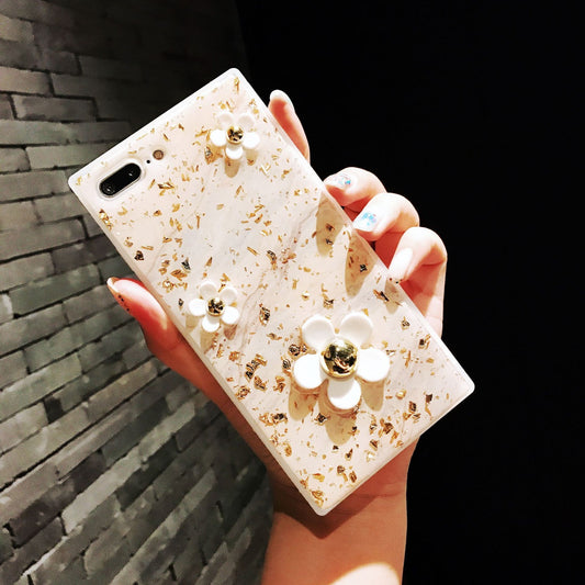 Compatible With Compatible With  Square Shell Mobile Phone Shell Drop Glue Bee Stick Drill Fashion Personality Hard Shell