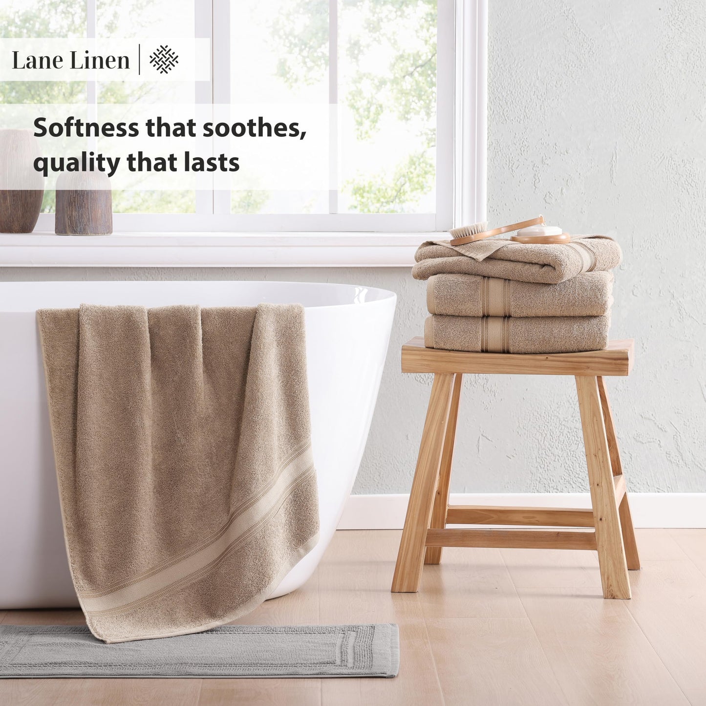 Bath Sheets - 100% Cotton Extra Large Bath Towels, 4 Piece Bath Sheet Set, Zero Twist, Quick Dry, Super Soft Shower Towels, Highly Absorbent Bathroom Towels, Hotel Spa Quality, 35 x 66 inch - Taupe