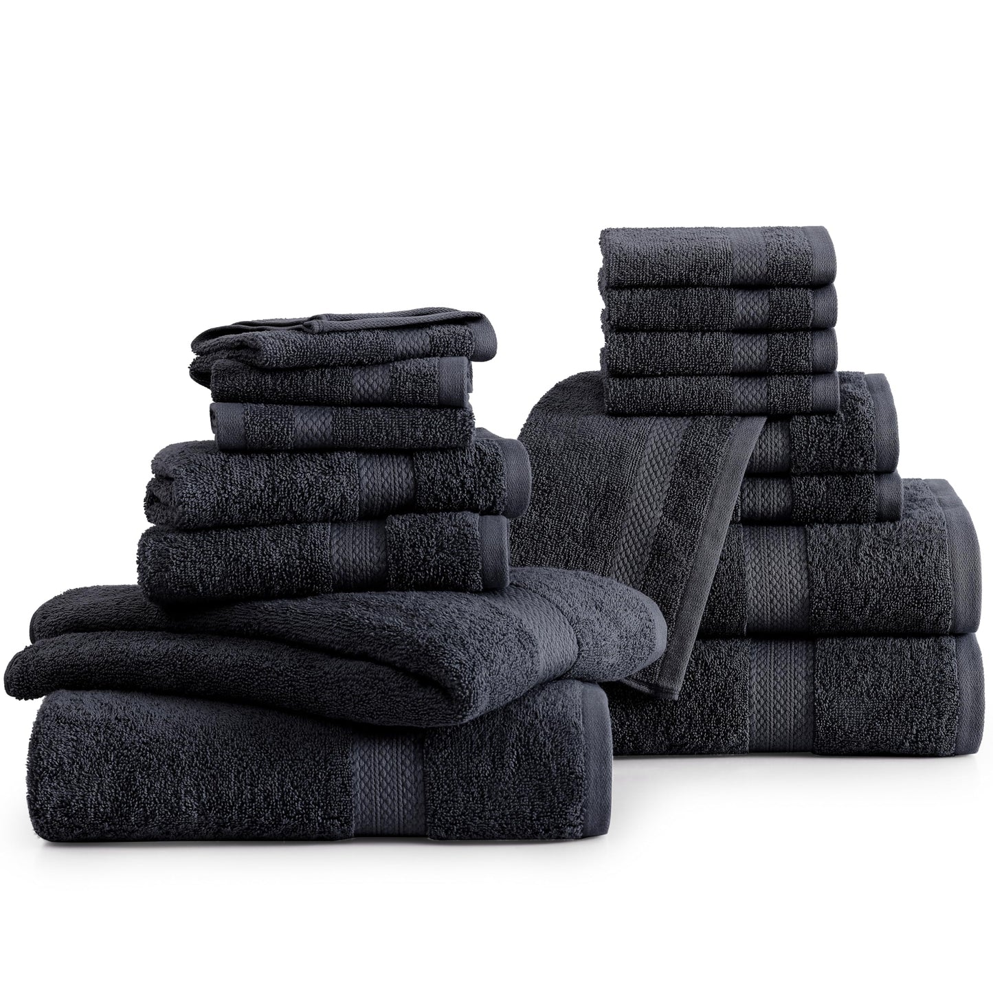 LANE LINEN 100% Cotton Bath Towels for Bathroom Set-Space Grey Bath Towel Set, 2 Luxury Bath Towels Extra Large, 4 Space Grey Hand Towels for Bathroom and 4 Washcloths Sets- 10 PC Bathroom Towels Set