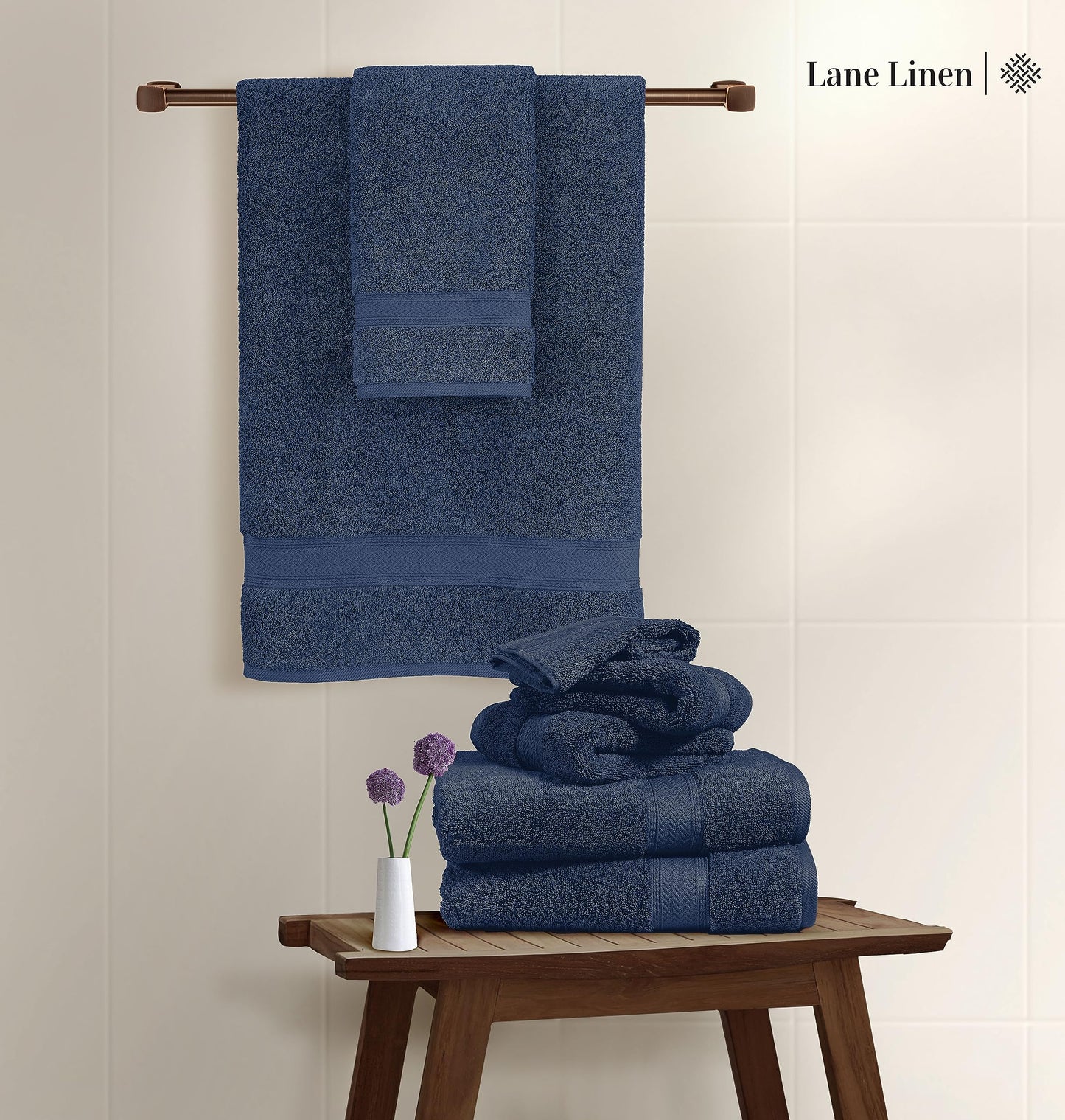 LANE LINEN 100% Cotton Bath Towels for Bathroom Set-Space Grey Bath Towel Set, 2 Luxury Bath Towels Extra Large, 4 Space Grey Hand Towels for Bathroom and 4 Washcloths Sets- 10 PC Bathroom Towels Set