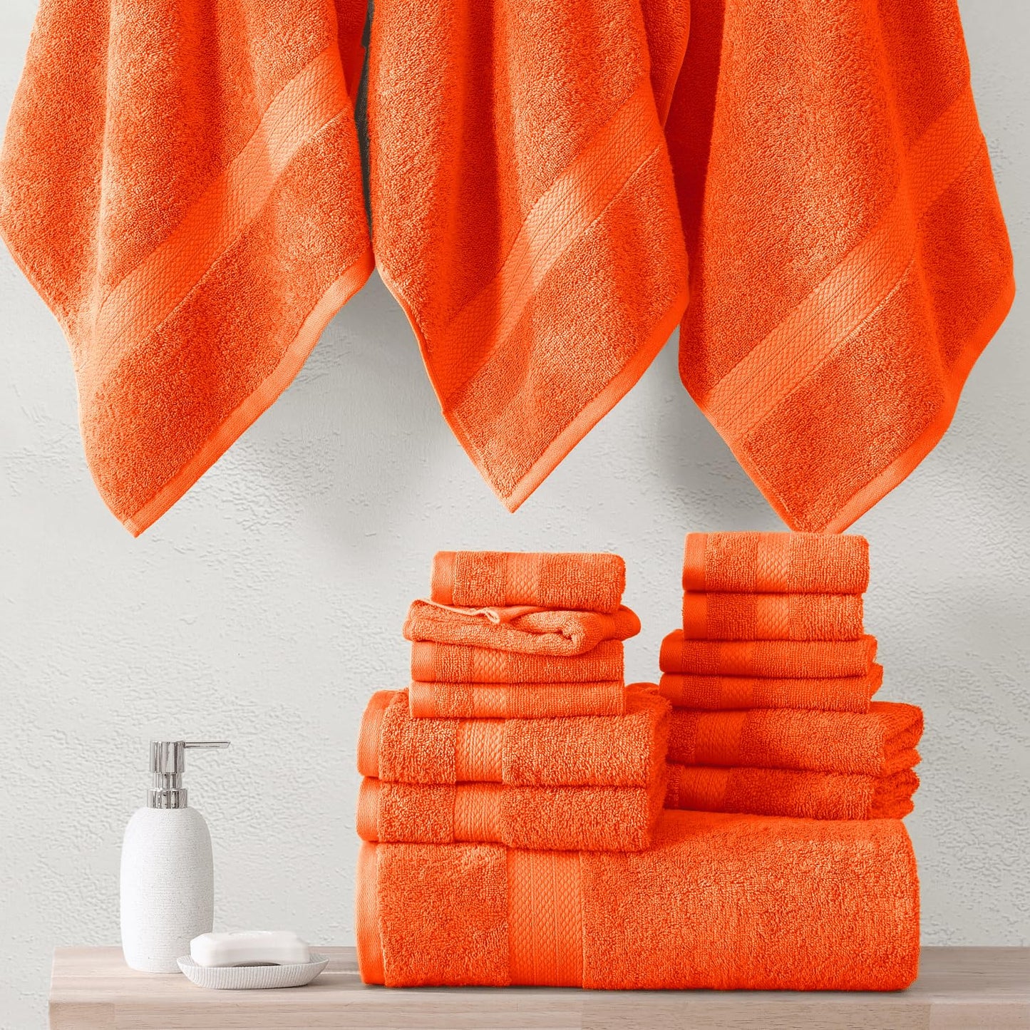 6 Piece Bath Towel Set - 100% Cotton Bathroom Towels, Extra Large Bath Towels, Hotel Towels, 2 Bath Towels Bathroom Sets, 2 Hand Towel for Bathroom, 2 Wash Cloths for Your Body and face - Rust