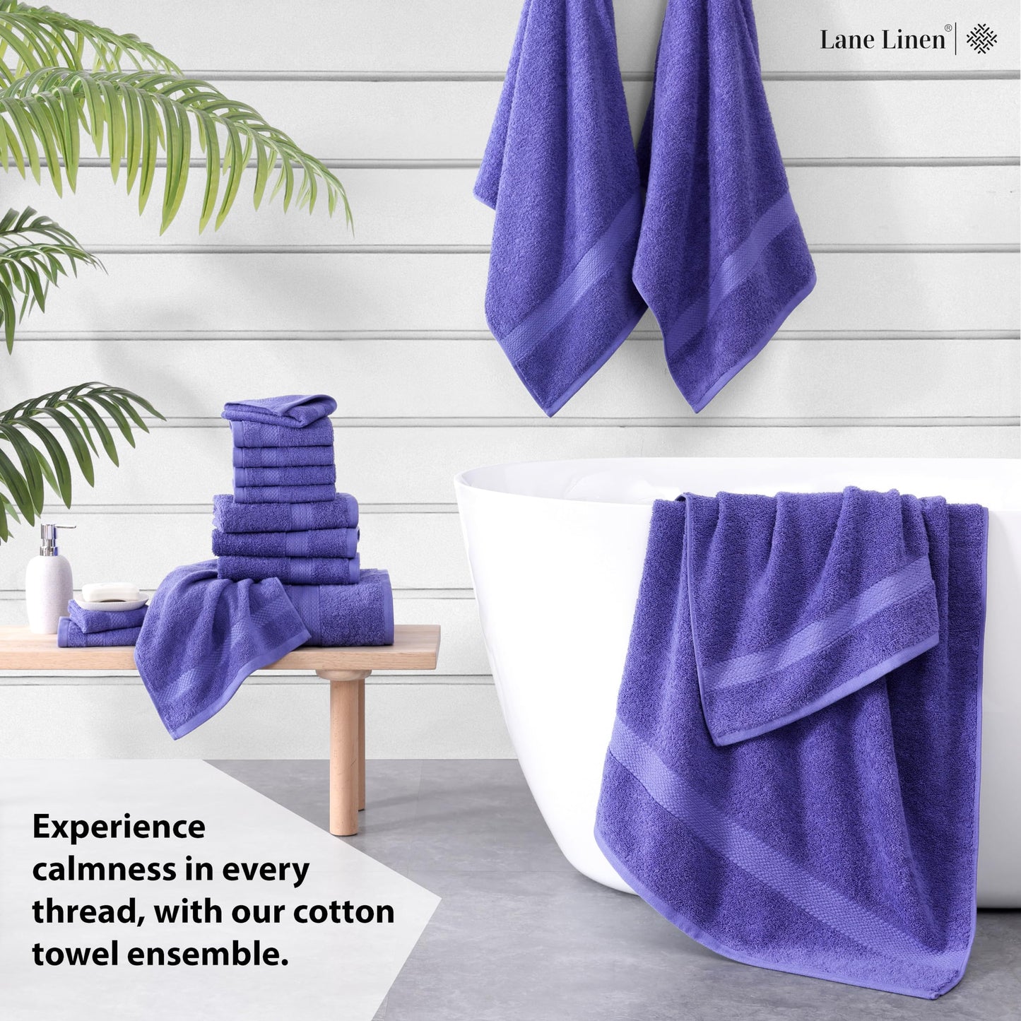 LANE LINEN 100% Cotton Bath Towels for Bathroom Set-Space Grey Bath Towel Set, 2 Luxury Bath Towels Extra Large, 4 Space Grey Hand Towels for Bathroom and 4 Washcloths Sets- 10 PC Bathroom Towels Set