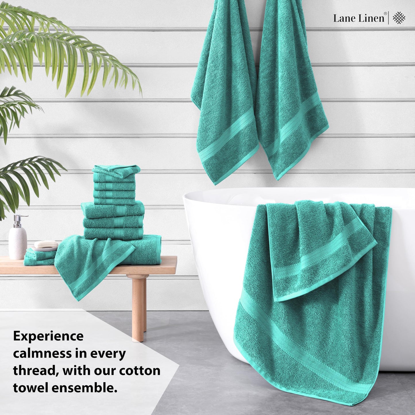 LANE LINEN 100% Cotton Bath Towels for Bathroom Set-Space Grey Bath Towel Set, 2 Luxury Bath Towels Extra Large, 4 Space Grey Hand Towels for Bathroom and 4 Washcloths Sets- 10 PC Bathroom Towels Set