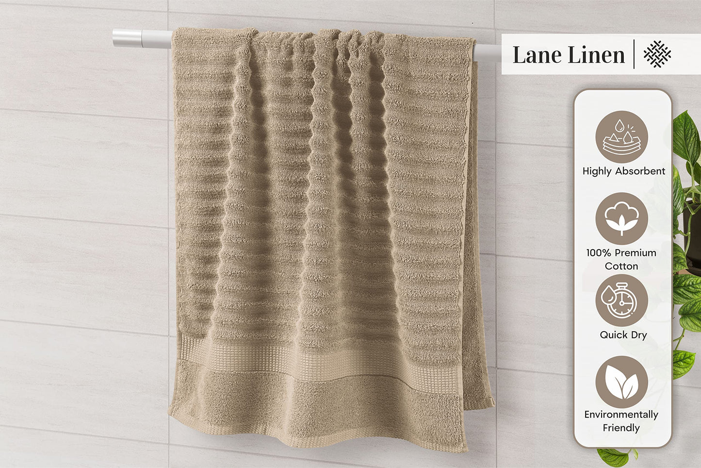 LANE LINEN Large Bath Towels - 100% Cotton Bath Sheets, Extra Large Bath Towels, Zero Twist, 4 Piece Bath Sheet Set, Quick Dry, Super Soft Shower Towels, Absorbent Bathroom Towels - Pearl Blush