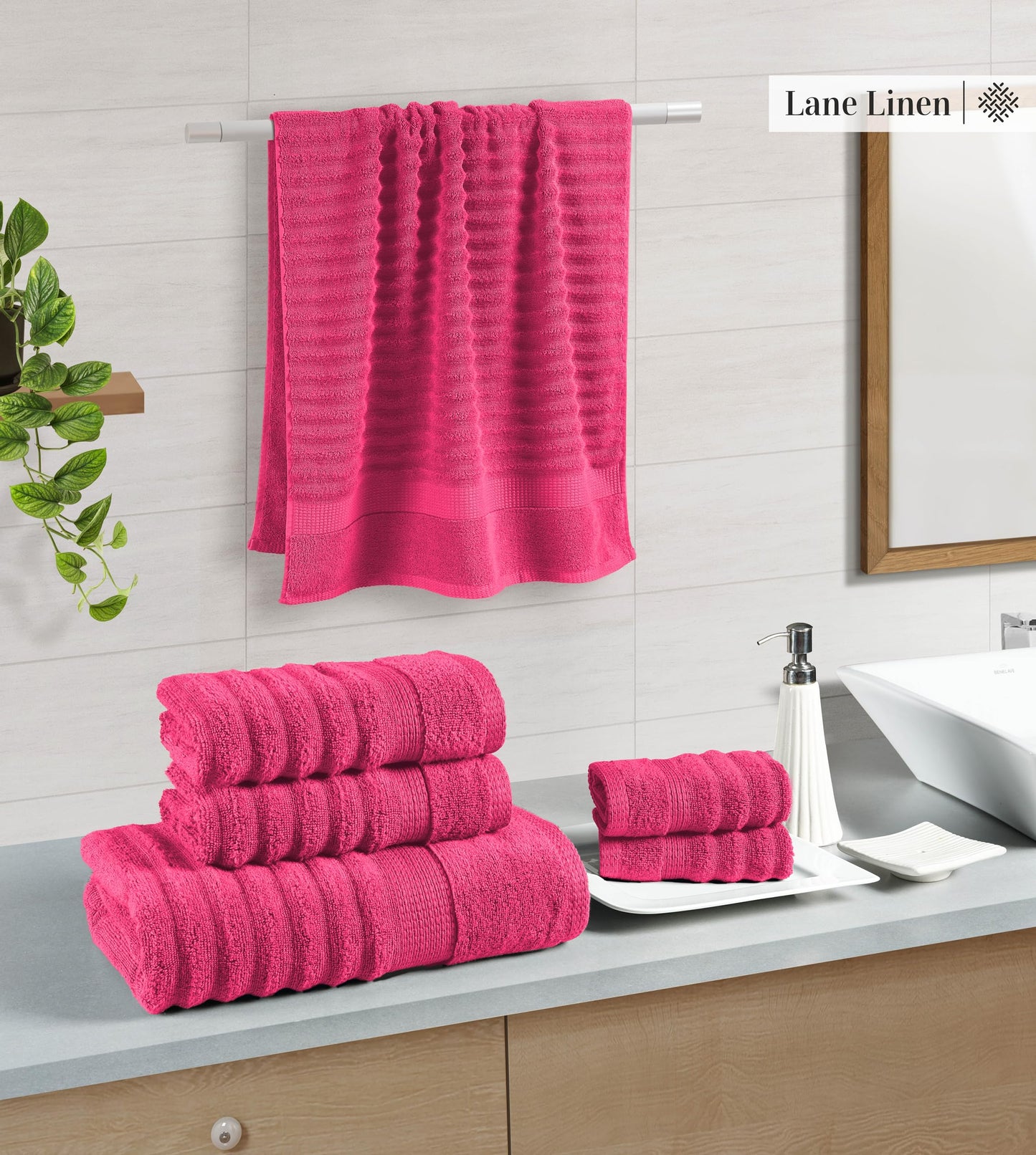 LANE LINEN Large Bath Towels - 100% Cotton Bath Sheets, Extra Large Bath Towels, Zero Twist, 4 Piece Bath Sheet Set, Quick Dry, Super Soft Shower Towels, Absorbent Bathroom Towels - Pearl Blush