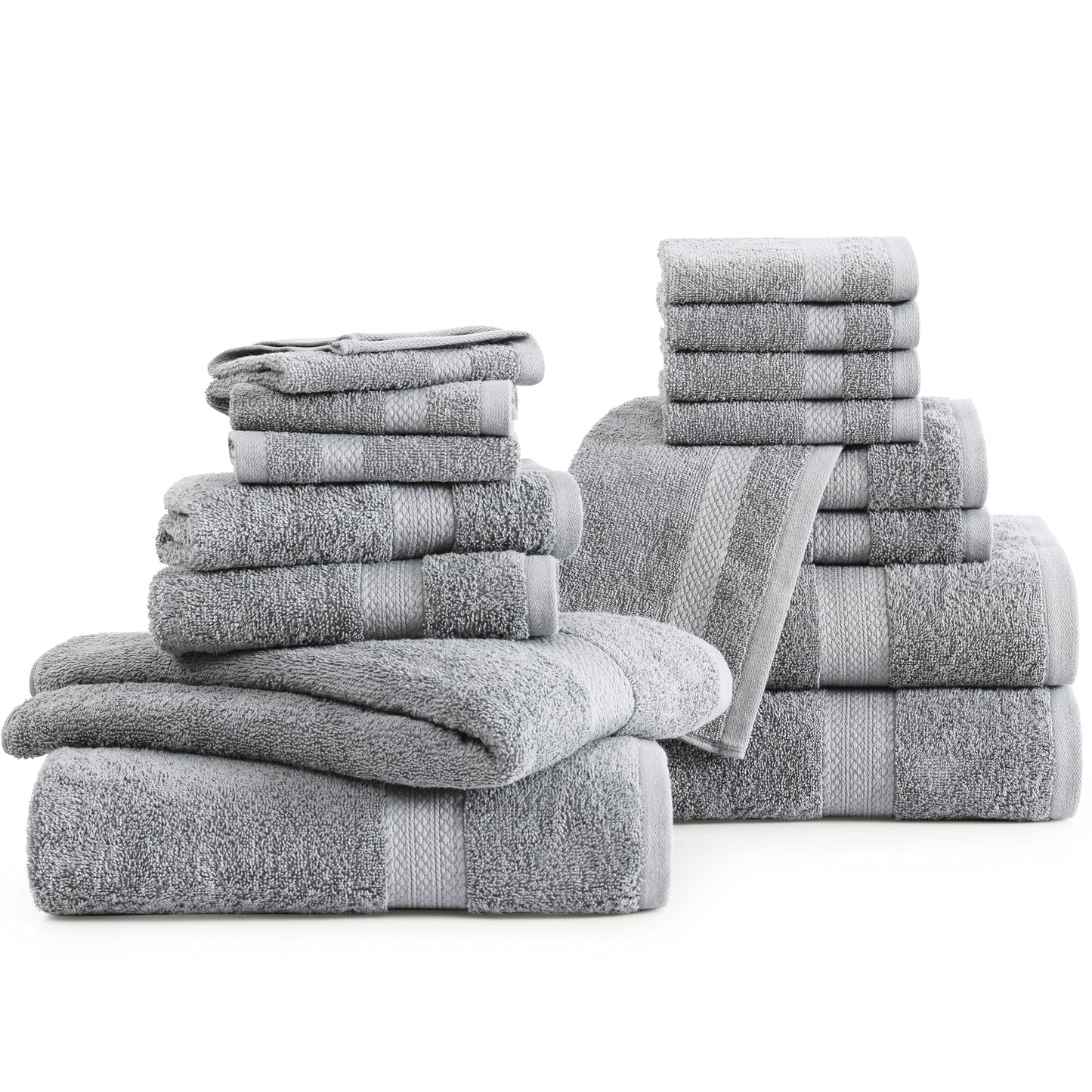 LANE LINEN 100% Cotton Bath Towels for Bathroom Set-Space Grey Bath Towel Set, 2 Luxury Bath Towels Extra Large, 4 Space Grey Hand Towels for Bathroom and 4 Washcloths Sets- 10 PC Bathroom Towels Set