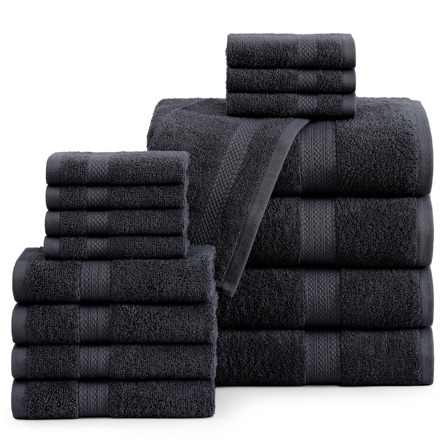 LANE LINEN 100% Cotton Bath Towels for Bathroom Set-Space Grey Bath Towel Set, 2 Luxury Bath Towels Extra Large, 4 Space Grey Hand Towels for Bathroom and 4 Washcloths Sets- 10 PC Bathroom Towels Set