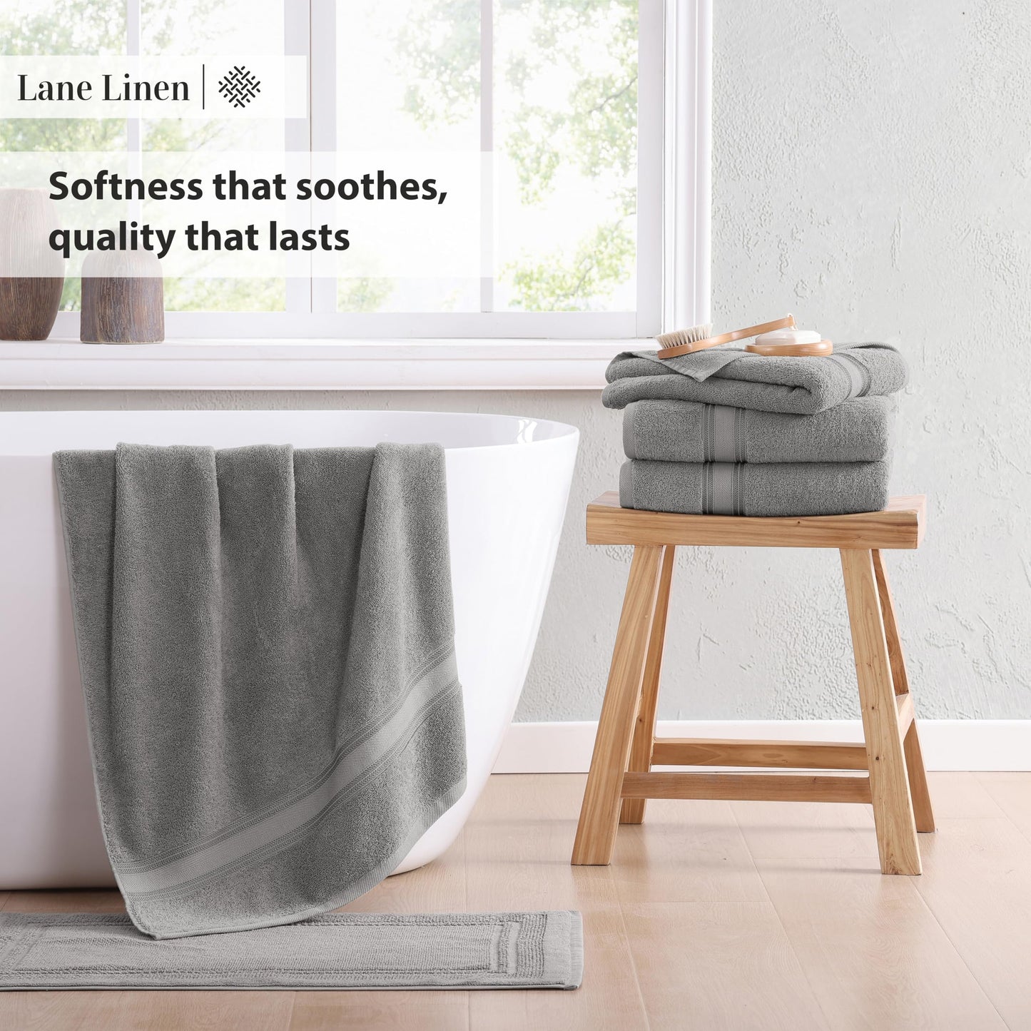 Bath Sheets Towels for Adults- 100% Cotton Extra Large Bath Towels, 4 Piece Bath Sheet Set, Zero Twist, Quick Dry, Highly Absorbent Bath Towels for Bathroom Set, Hotel Spa Quality, 35 x 66 inch - Grey