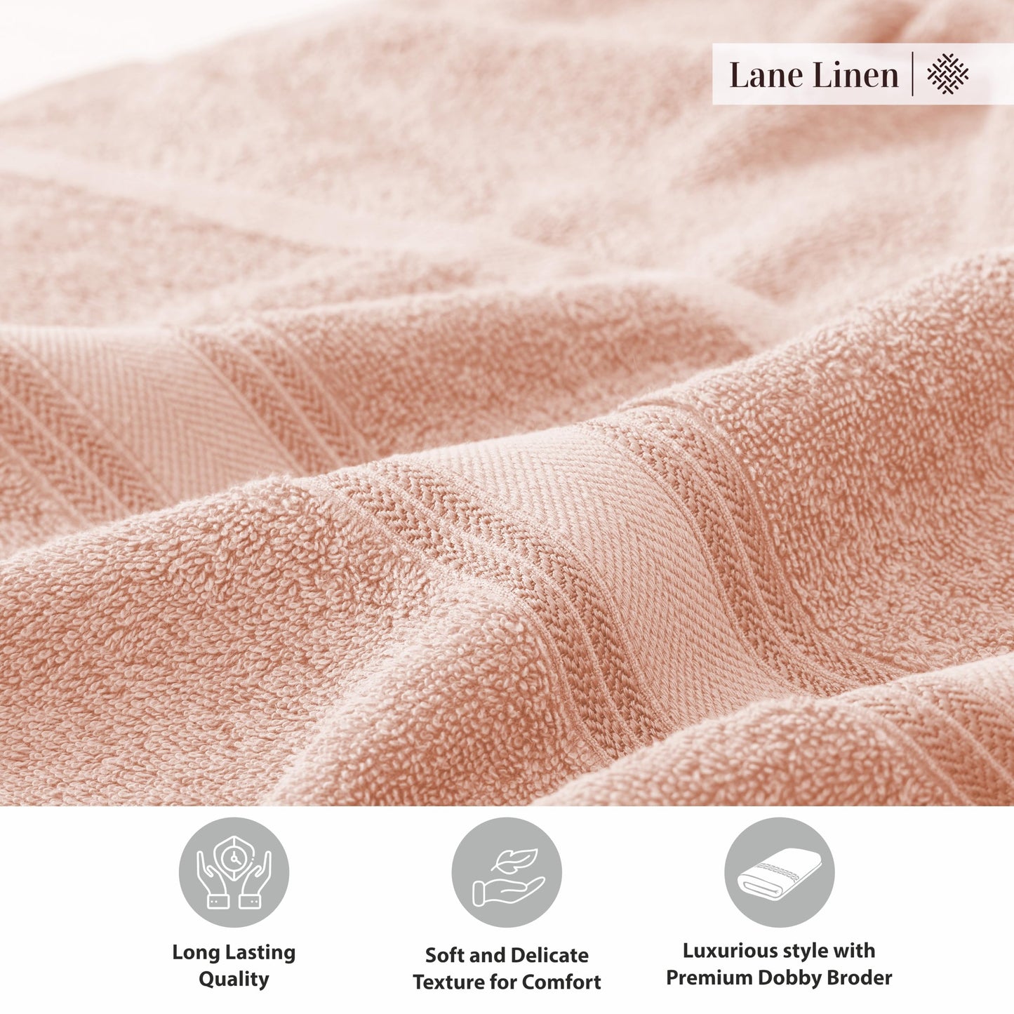 LANE LINEN Large Bath Towels - 100% Cotton Bath Sheets, Extra Large Bath Towels, Zero Twist, 4 Piece Bath Sheet Set, Quick Dry, Super Soft Shower Towels, Absorbent Bathroom Towels - Pearl Blush