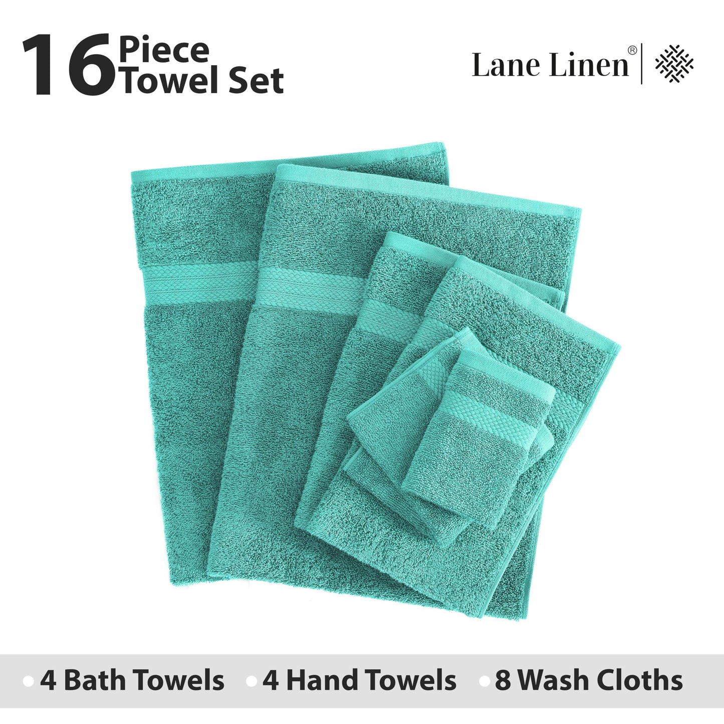 LANE LINEN 100% Cotton Bath Towels for Bathroom Set-Space Grey Bath Towel Set, 2 Luxury Bath Towels Extra Large, 4 Space Grey Hand Towels for Bathroom and 4 Washcloths Sets- 10 PC Bathroom Towels Set