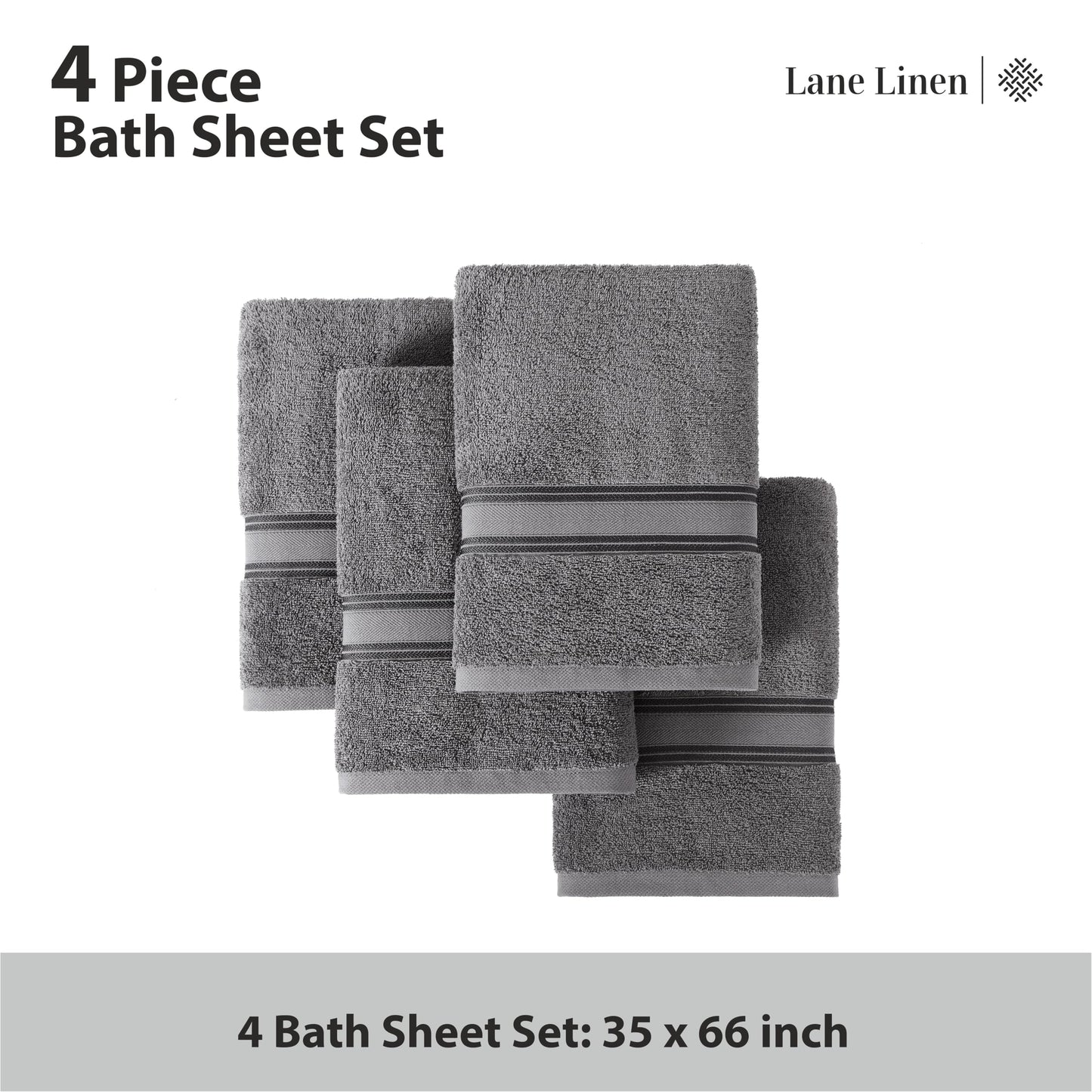 LANE LINEN Large Bath Towels - 100% Cotton Bath Sheets, Extra Large Bath Towels, Zero Twist, 4 Piece Bath Sheet Set, Quick Dry, Super Soft Shower Towels, Absorbent Bathroom Towels - Pearl Blush