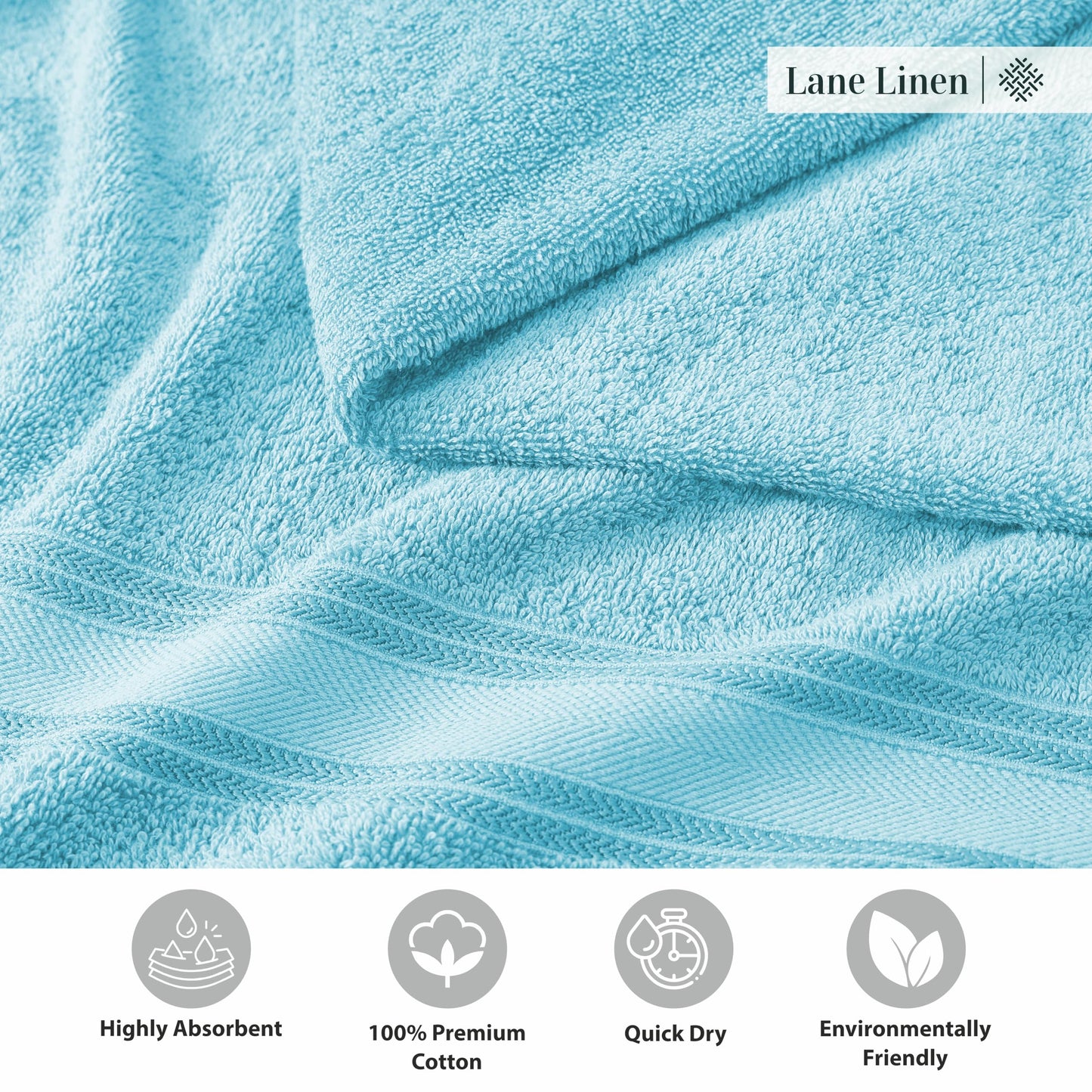 LANE LINEN Luxury Bath Towels Set - 6 Piece 100% CottonBathroom Zero Twist Shower Extra Absorbent Towel Super Soft 2 Hand Wash Cloths White