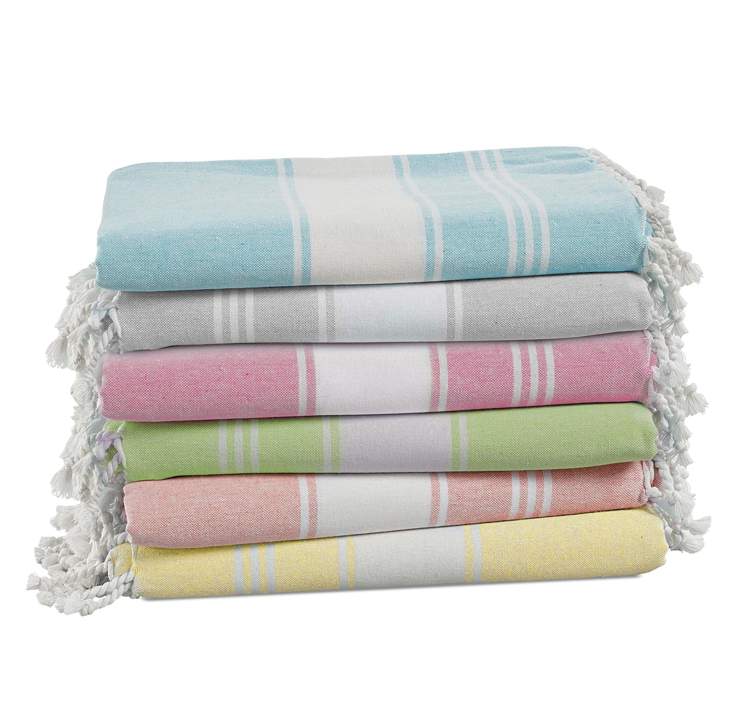 Lane Linen Beach Towels 6 Pack, 100% Cotton Oversized Beach Towel, Pre-Washed Large Beach Towel, Stylish Pool Towels For Adults, Quick Dry Beach Towel, Lightweight Travel Towel, 39"x71" - Multi Colors