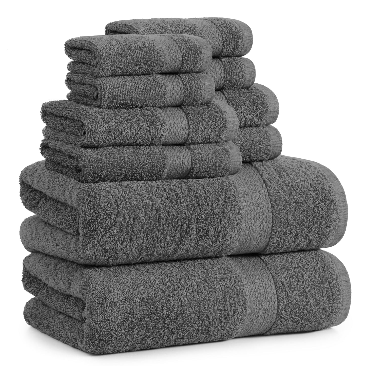 LANE LINEN 100% Cotton Bath Towels for Bathroom Set-Space Grey Bath Towel Set, 2 Luxury Bath Towels Extra Large, 4 Space Grey Hand Towels for Bathroom and 4 Washcloths Sets- 10 PC Bathroom Towels Set