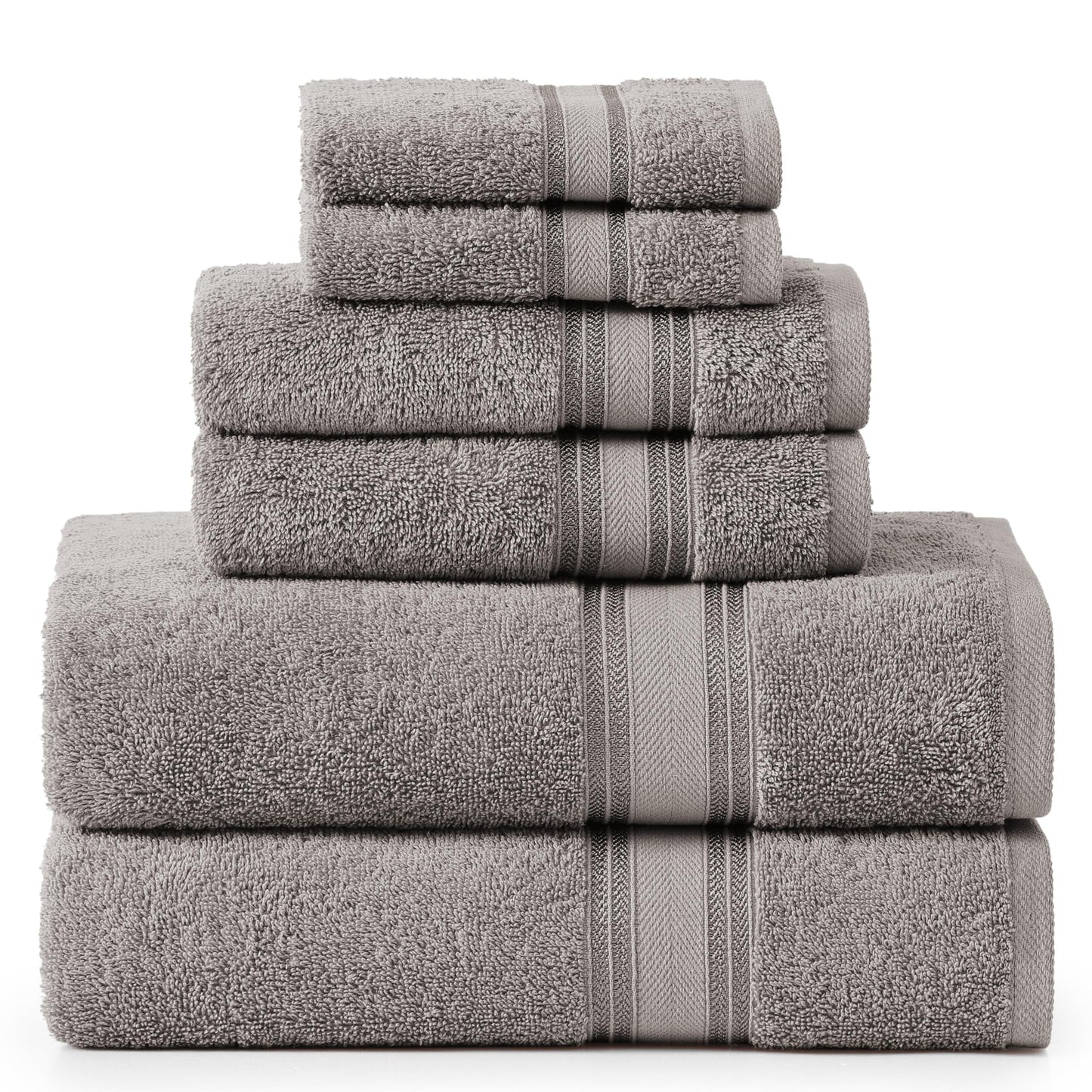 LANE LINEN Luxury Bath Towels Set - 6 Piece 100% CottonBathroom Zero Twist Shower Extra Absorbent Towel Super Soft 2 Hand Wash Cloths White