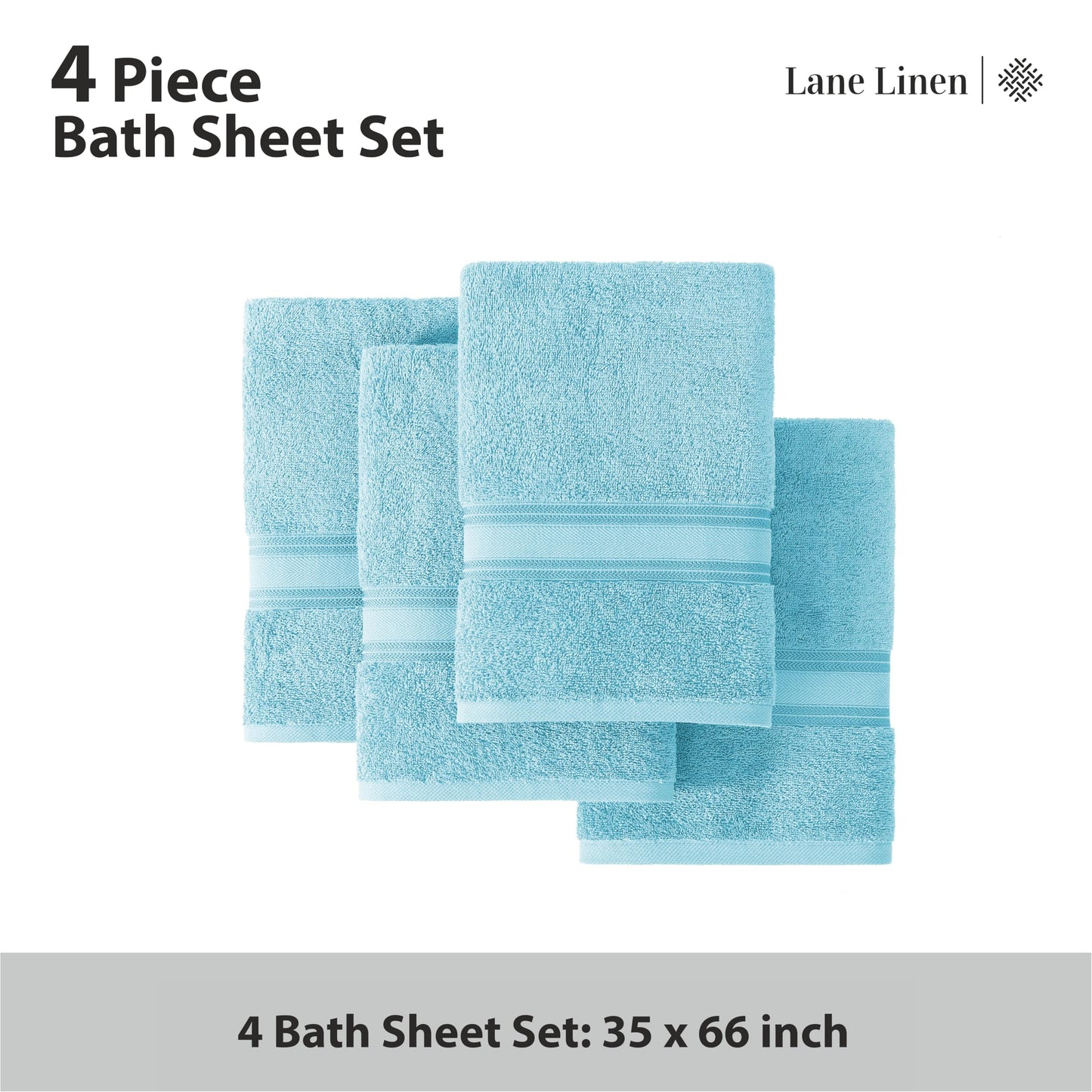 LANE LINEN Large Bath Towels - 100% Cotton Bath Sheets, Extra Large Bath Towels, Zero Twist, 4 Piece Bath Sheet Set, Quick Dry, Super Soft Shower Towels, Absorbent Bathroom Towels - Pearl Blush