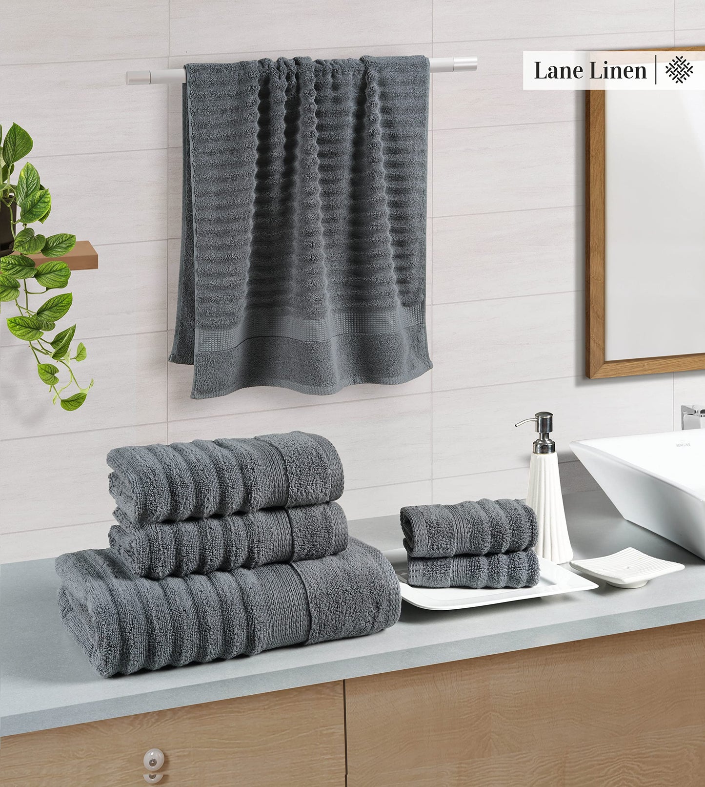 LANE LINEN Large Bath Towels - 100% Cotton Bath Sheets, Extra Large Bath Towels, Zero Twist, 4 Piece Bath Sheet Set, Quick Dry, Super Soft Shower Towels, Absorbent Bathroom Towels - Pearl Blush