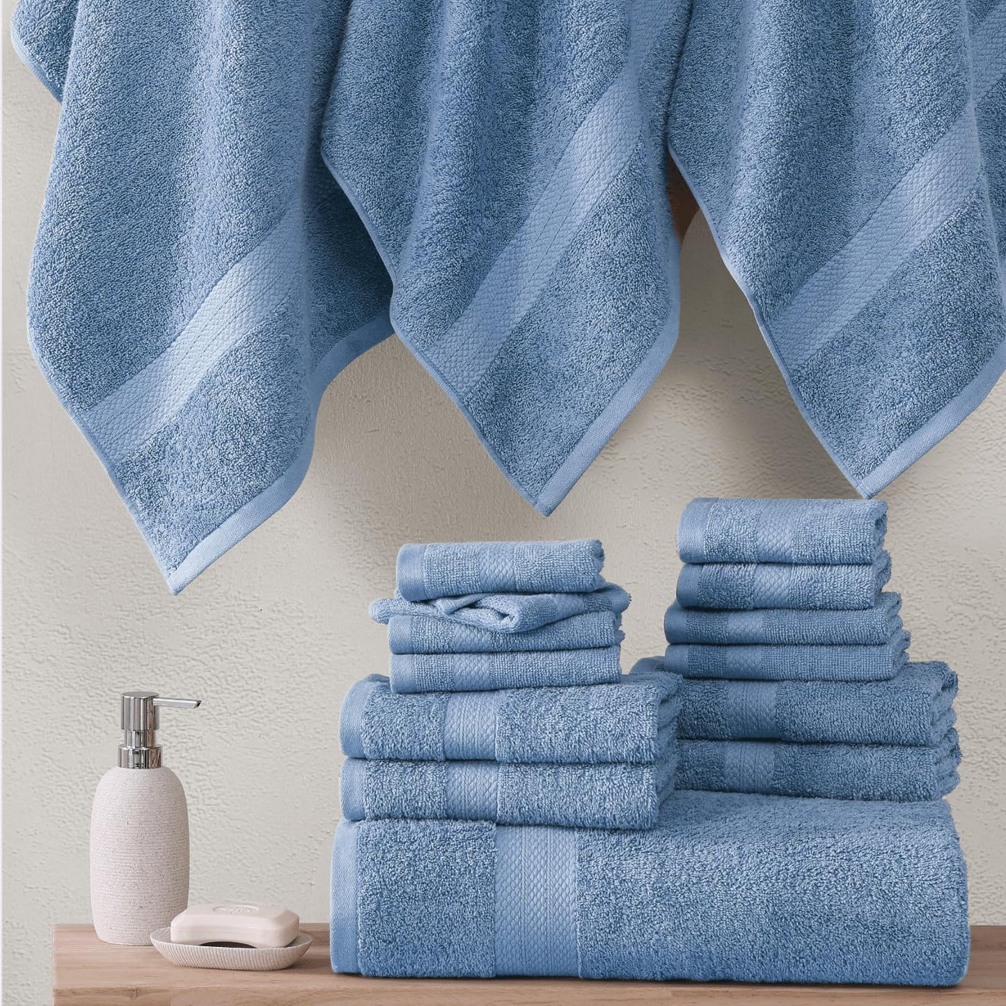 LANE LINEN 100% Cotton Bath Towels for Bathroom Set-Space Grey Bath Towel Set, 2 Luxury Bath Towels Extra Large, 4 Space Grey Hand Towels for Bathroom and 4 Washcloths Sets- 10 PC Bathroom Towels Set