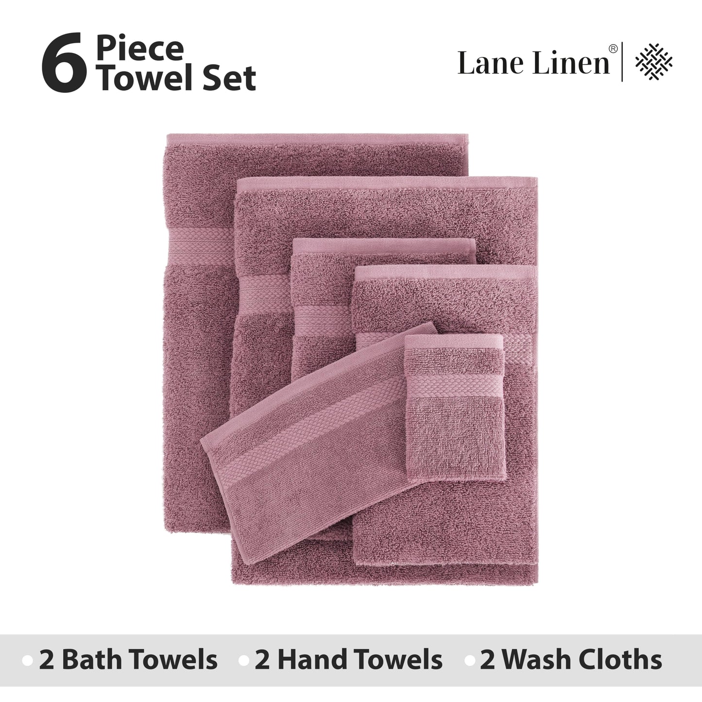 6 Piece Bath Towel Set - 100% Cotton Bathroom Towels, Extra Large Bath Towels, Hotel Towels, 2 Bath Towels Bathroom Sets, 2 Hand Towel for Bathroom, 2 Wash Cloths for Your Body and face - Rust