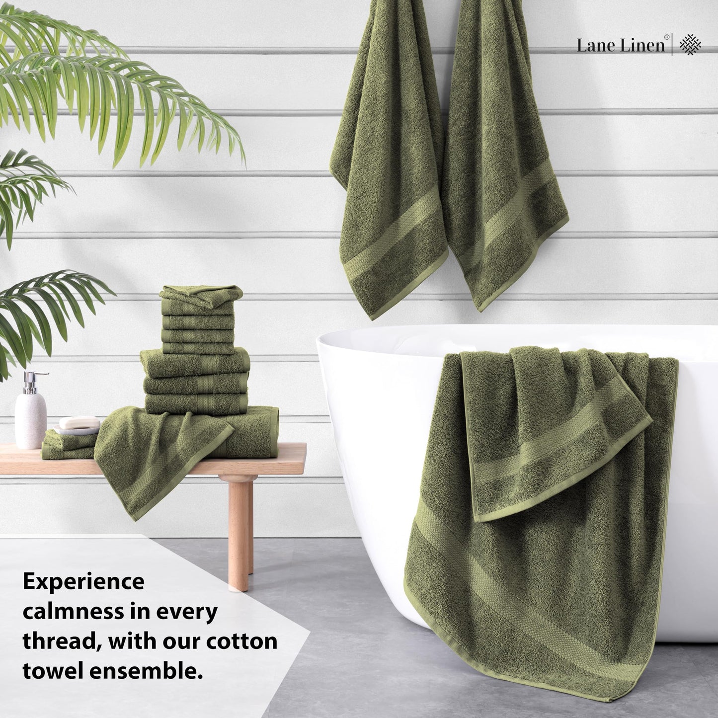 LANE LINEN 100% Cotton Bath Towels for Bathroom Set-Space Grey Bath Towel Set, 2 Luxury Bath Towels Extra Large, 4 Space Grey Hand Towels for Bathroom and 4 Washcloths Sets- 10 PC Bathroom Towels Set