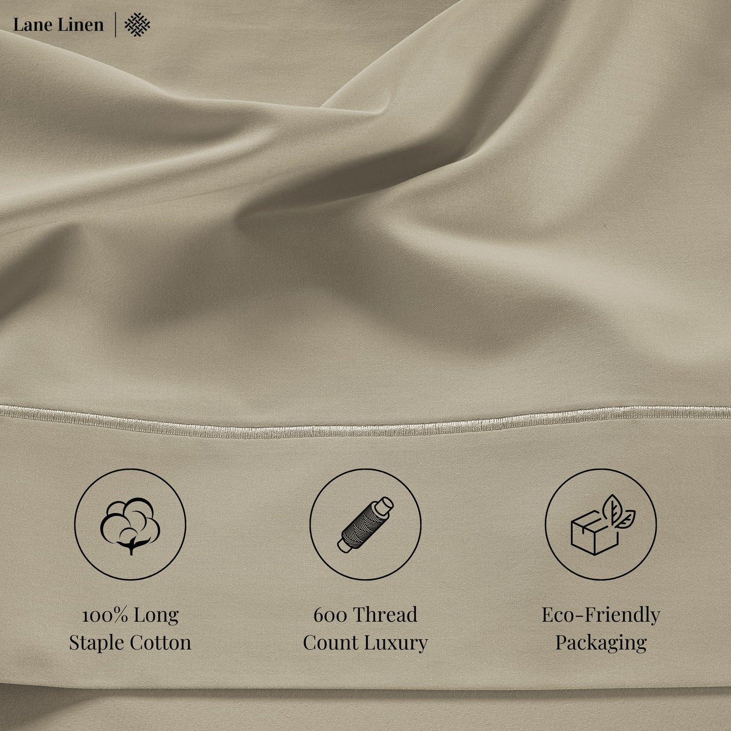 Queen Sheets Set, 4 Pc Queen Bed Sheets, 600 Thread Count 100% Long Staple Combed Cotton, Luxury Cotton Sheets for Queen Size Bed, Sheet & Pillowcase Sets, Deep Pocket Queen Sheets - Mineral