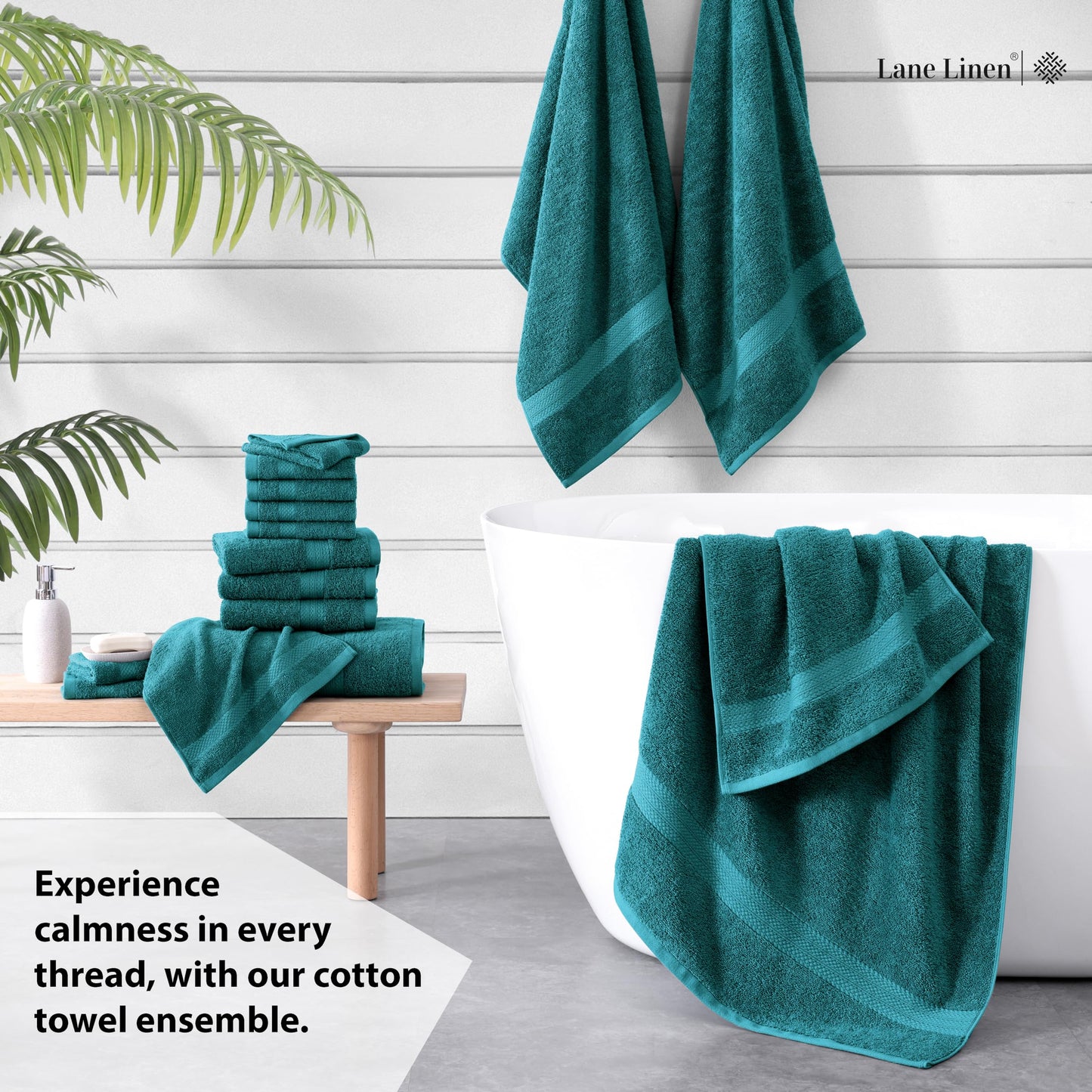 LANE LINEN 100% Cotton Bath Towels for Bathroom Set-Space Grey Bath Towel Set, 2 Luxury Bath Towels Extra Large, 4 Space Grey Hand Towels for Bathroom and 4 Washcloths Sets- 10 PC Bathroom Towels Set