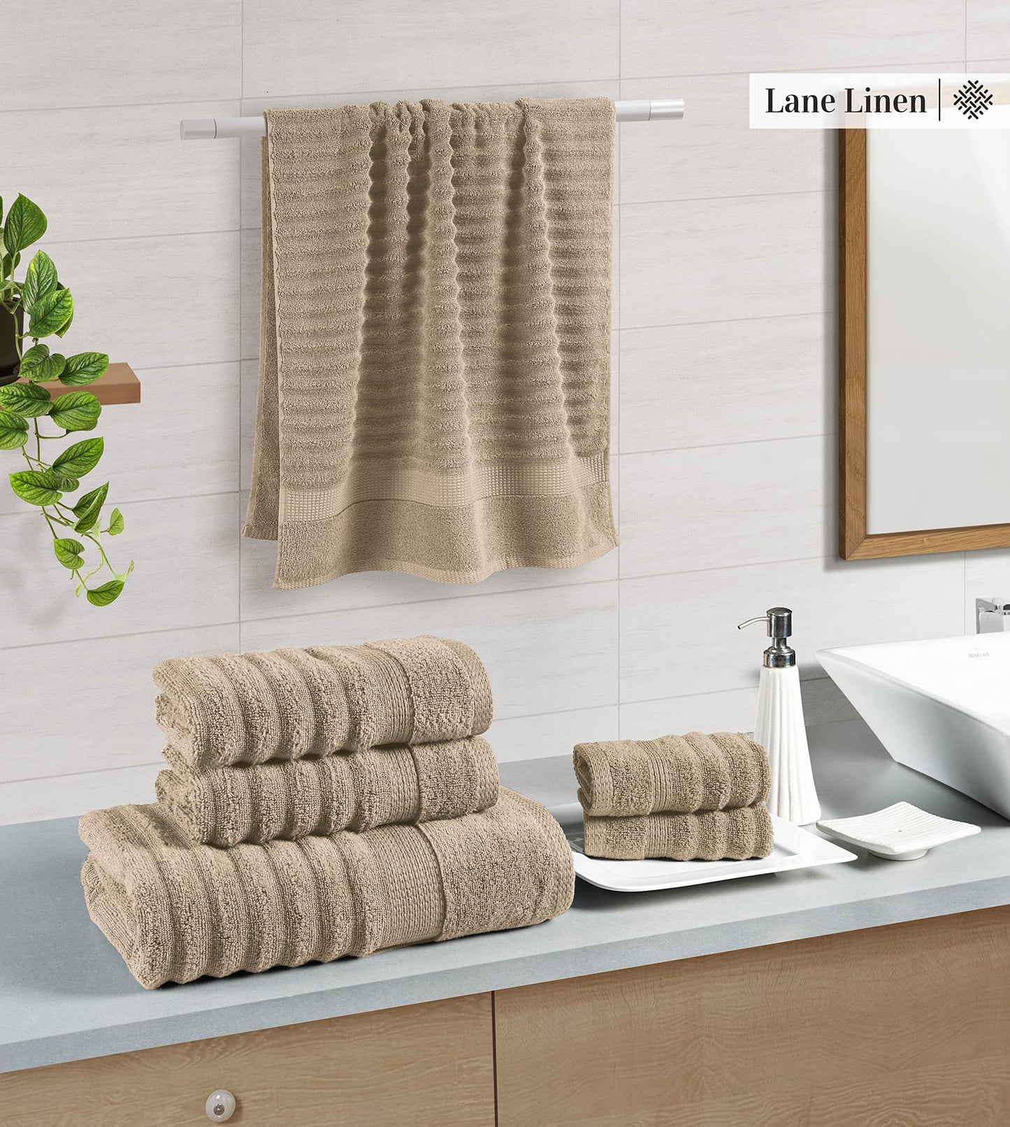 LANE LINEN Large Bath Towels - 100% Cotton Bath Sheets, Extra Large Bath Towels, Zero Twist, 4 Piece Bath Sheet Set, Quick Dry, Super Soft Shower Towels, Absorbent Bathroom Towels - Pearl Blush