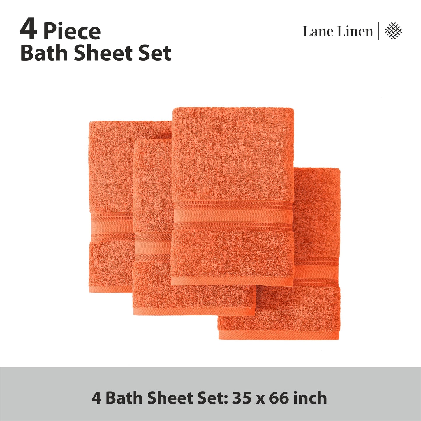 LANE LINEN Large Bath Towels - 100% Cotton Bath Sheets, Extra Large Bath Towels, Zero Twist, 4 Piece Bath Sheet Set, Quick Dry, Super Soft Shower Towels, Absorbent Bathroom Towels - Pearl Blush