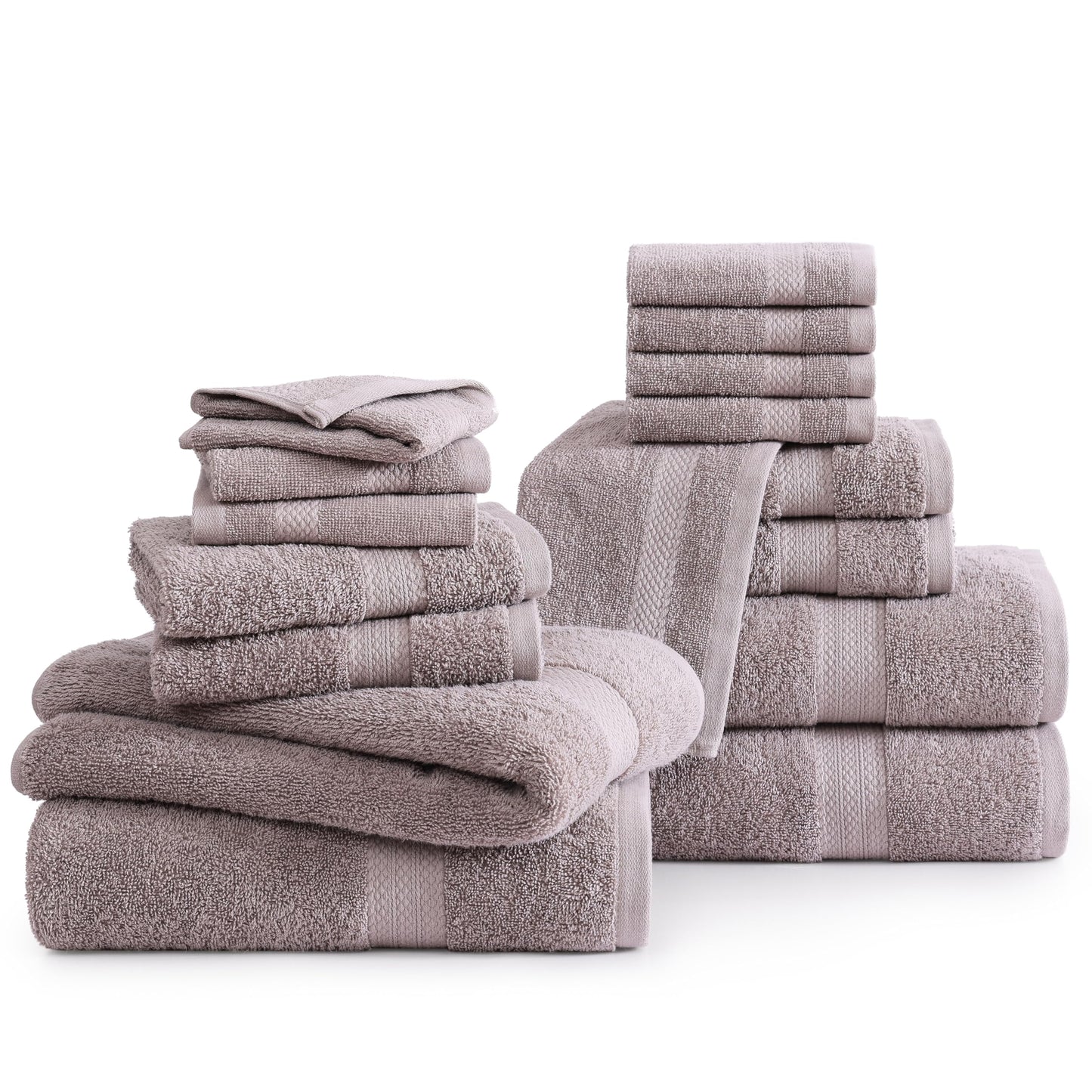 LANE LINEN 100% Cotton Bath Towels for Bathroom Set-Space Grey Bath Towel Set, 2 Luxury Bath Towels Extra Large, 4 Space Grey Hand Towels for Bathroom and 4 Washcloths Sets- 10 PC Bathroom Towels Set