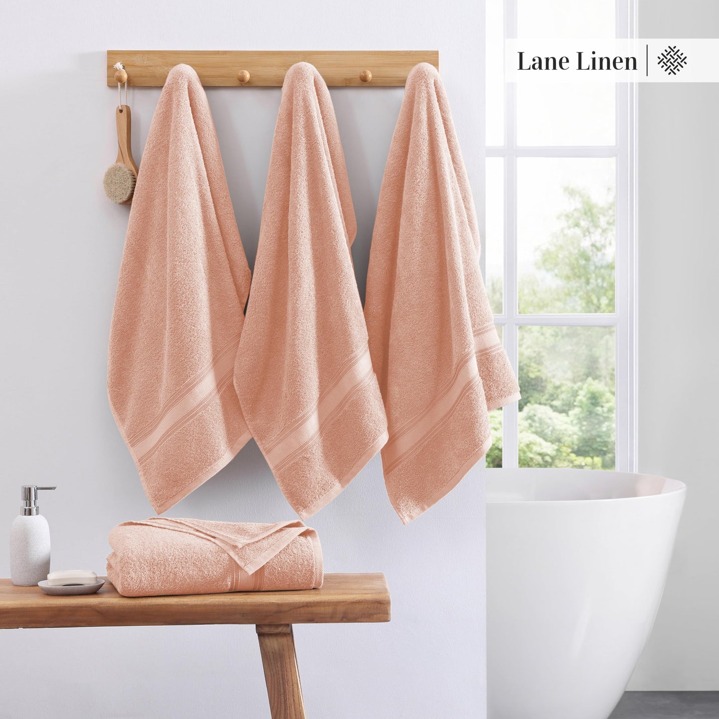 LANE LINEN Large Bath Towels - 100% Cotton Bath Sheets, Extra Large Bath Towels, Zero Twist, 4 Piece Bath Sheet Set, Quick Dry, Super Soft Shower Towels, Absorbent Bathroom Towels - Pearl Blush