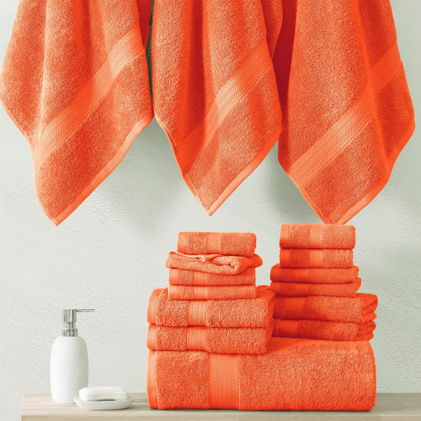 6 Piece Bath Towel Set - 100% Cotton Bathroom Towels, Extra Large Bath Towels, Hotel Towels, 2 Bath Towels Bathroom Sets, 2 Hand Towel for Bathroom, 2 Wash Cloths for Your Body and face - Rust