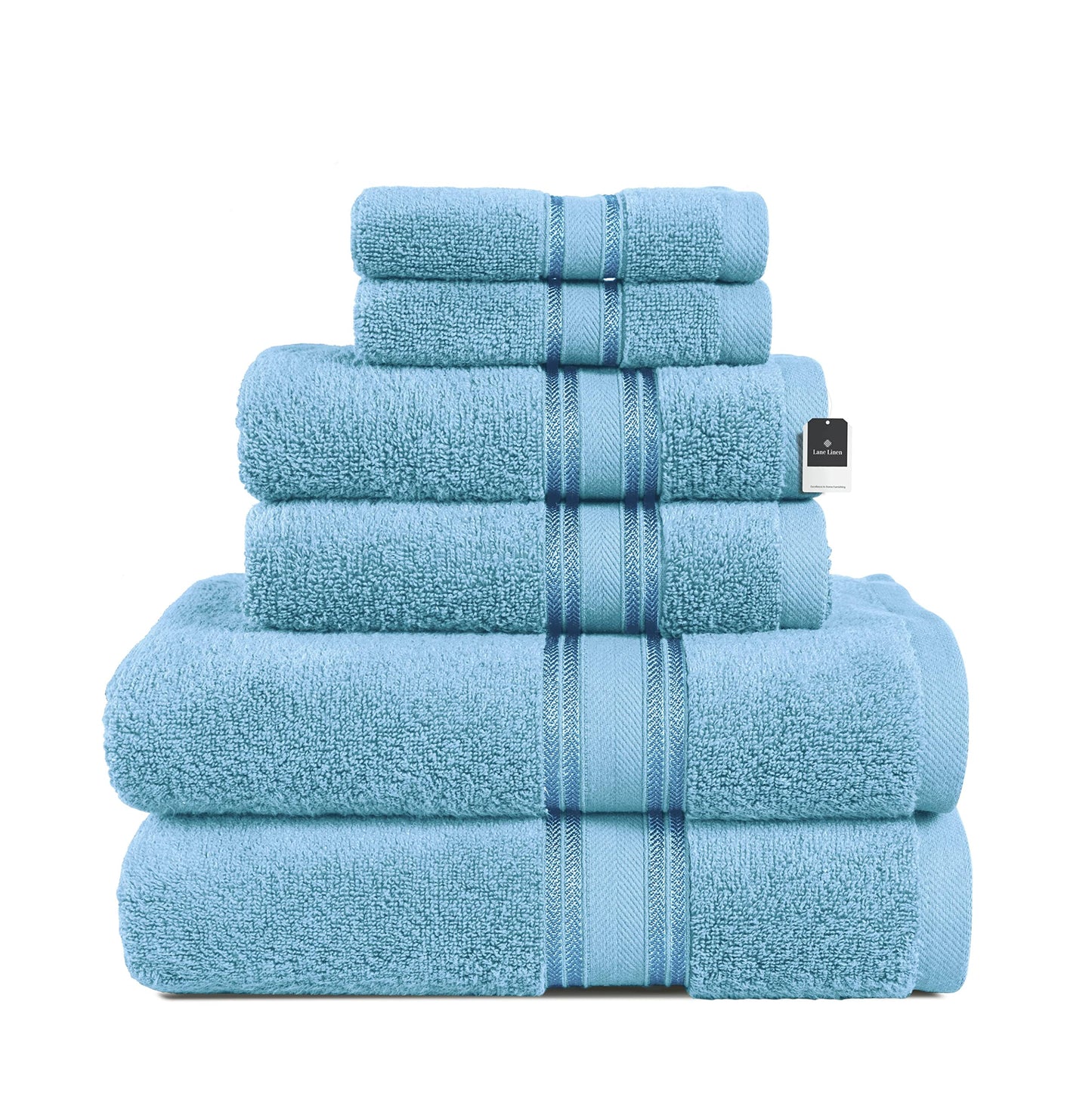 LANE LINEN Luxury Bath Towels Set - 6 Piece 100% CottonBathroom Zero Twist Shower Extra Absorbent Towel Super Soft 2 Hand Wash Cloths White