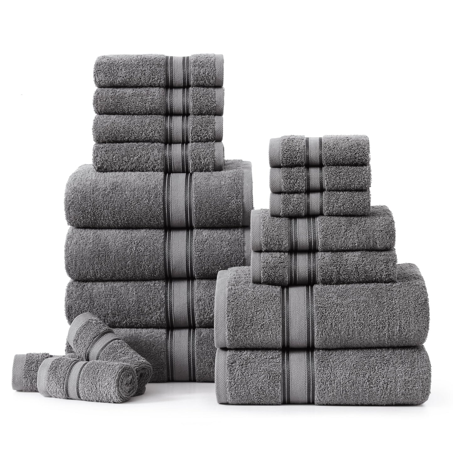 LANE LINEN Luxury Bath Towels Set - 6 Piece 100% CottonBathroom Zero Twist Shower Extra Absorbent Towel Super Soft 2 Hand Wash Cloths White