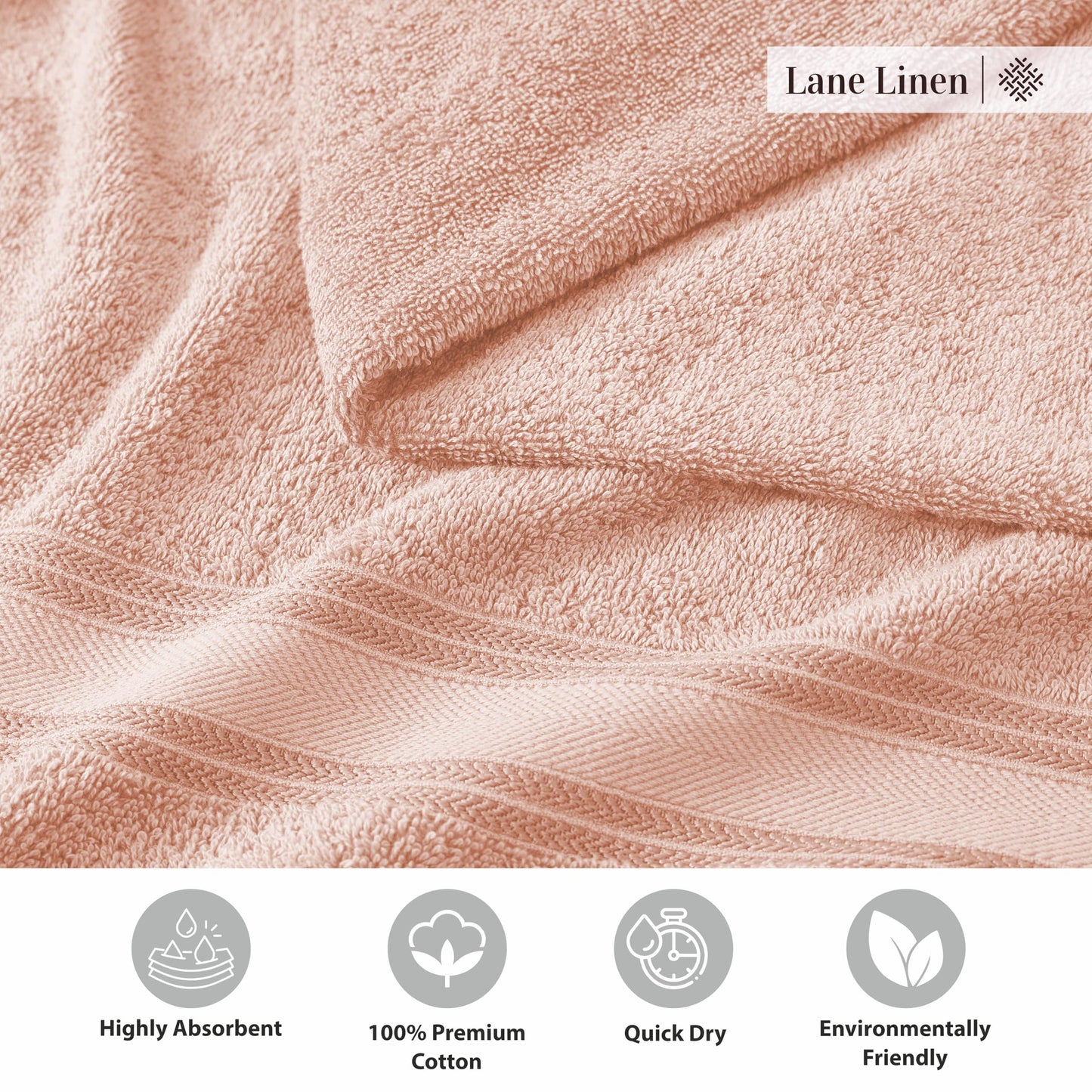 LANE LINEN Large Bath Towels - 100% Cotton Bath Sheets, Extra Large Bath Towels, Zero Twist, 4 Piece Bath Sheet Set, Quick Dry, Super Soft Shower Towels, Absorbent Bathroom Towels - Pearl Blush