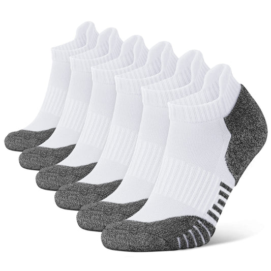 Closemate Mens Ankle Socks 6 Pairs Low Cut Athletic Socks Cotton Cushioned Tab Non-Slip Running Sport Socks