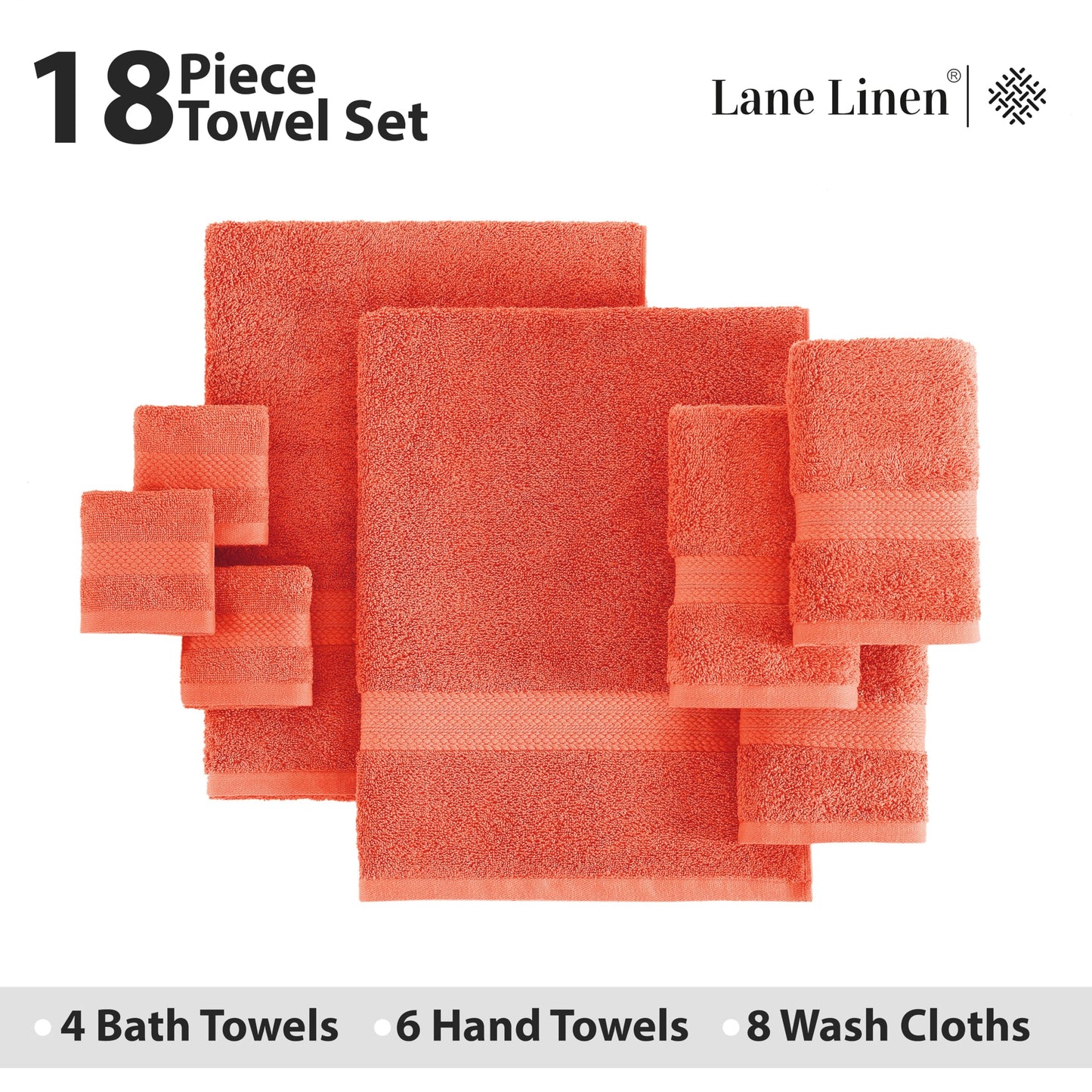 6 Piece Bath Towel Set - 100% Cotton Bathroom Towels, Extra Large Bath Towels, Hotel Towels, 2 Bath Towels Bathroom Sets, 2 Hand Towel for Bathroom, 2 Wash Cloths for Your Body and face - Rust