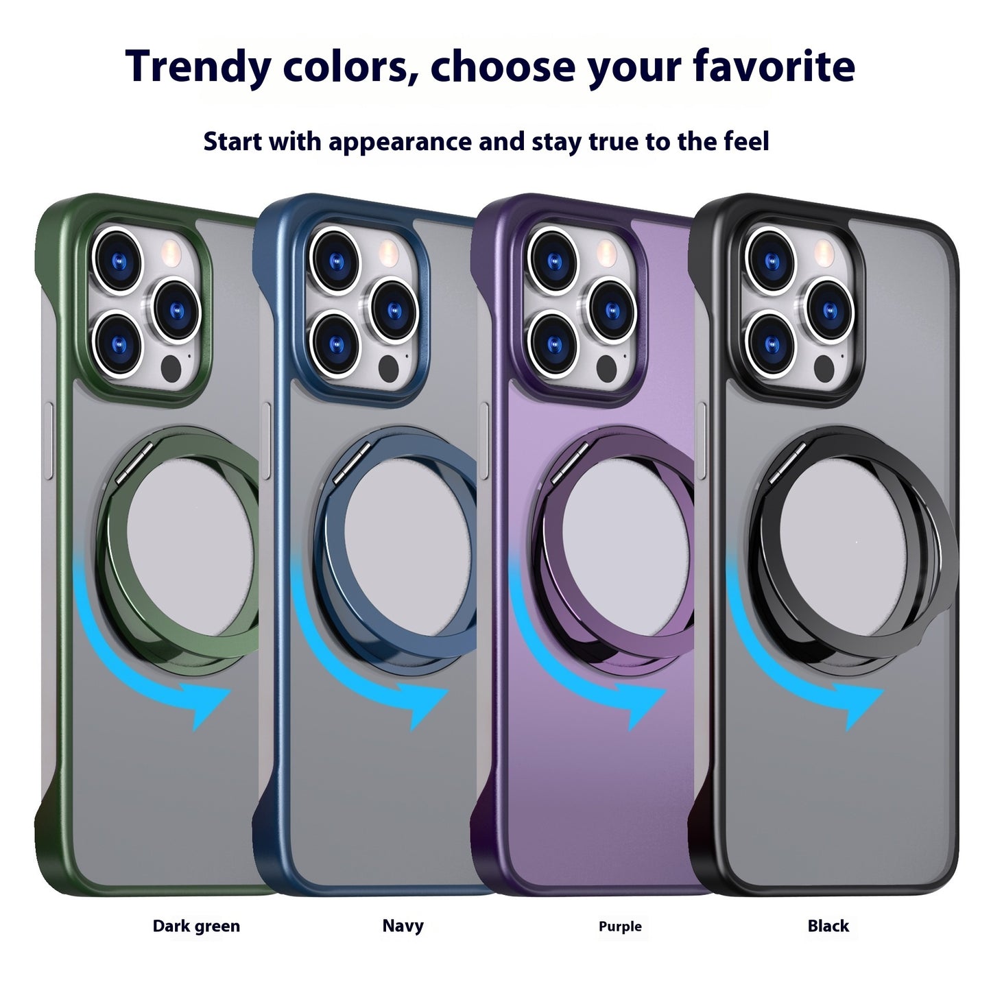 Magnetic Phone Case Rotating Bracket Frosted Frameless Protective Cover