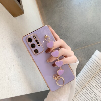 Luxury Electroplating Love Chain Wrist Bracelet Mobile Phone Case