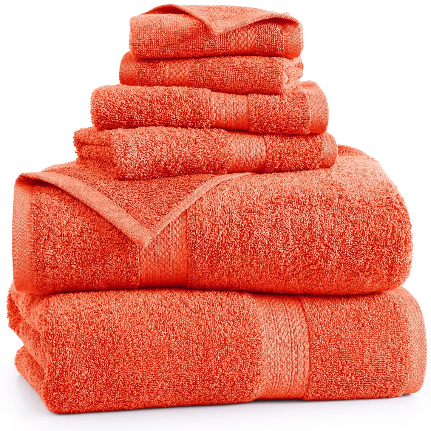 6 Piece Bath Towel Set - 100% Cotton Bathroom Towels, Extra Large Bath Towels, Hotel Towels, 2 Bath Towels Bathroom Sets, 2 Hand Towel for Bathroom, 2 Wash Cloths for Your Body and face - Rust