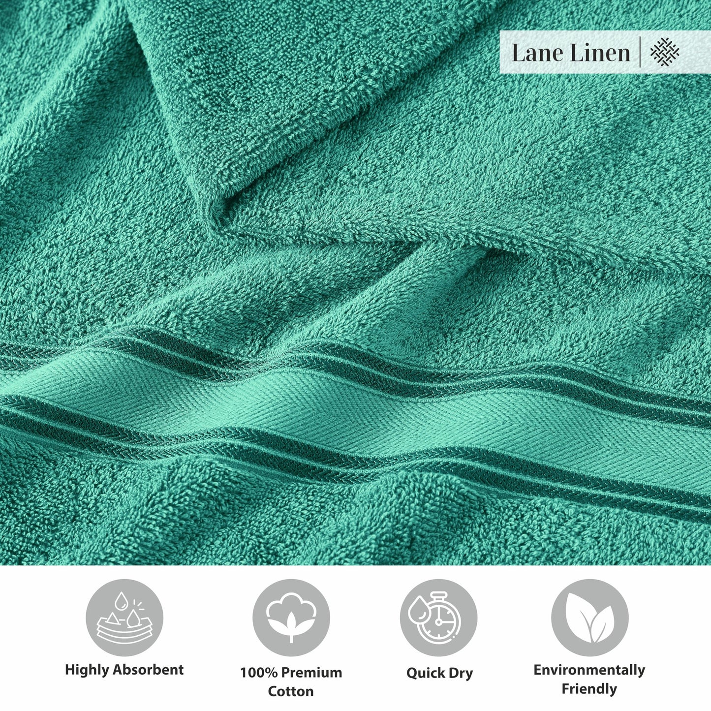 LANE LINEN Luxury Bath Towels Set - 6 Piece 100% CottonBathroom Zero Twist Shower Extra Absorbent Towel Super Soft 2 Hand Wash Cloths White