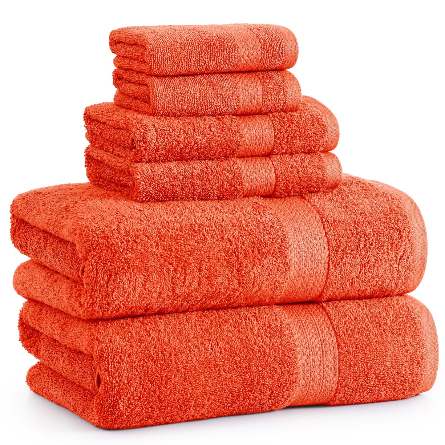 6 Piece Bath Towel Set - 100% Cotton Bathroom Towels, Extra Large Bath Towels, Hotel Towels, 2 Bath Towels Bathroom Sets, 2 Hand Towel for Bathroom, 2 Wash Cloths for Your Body and face - Rust